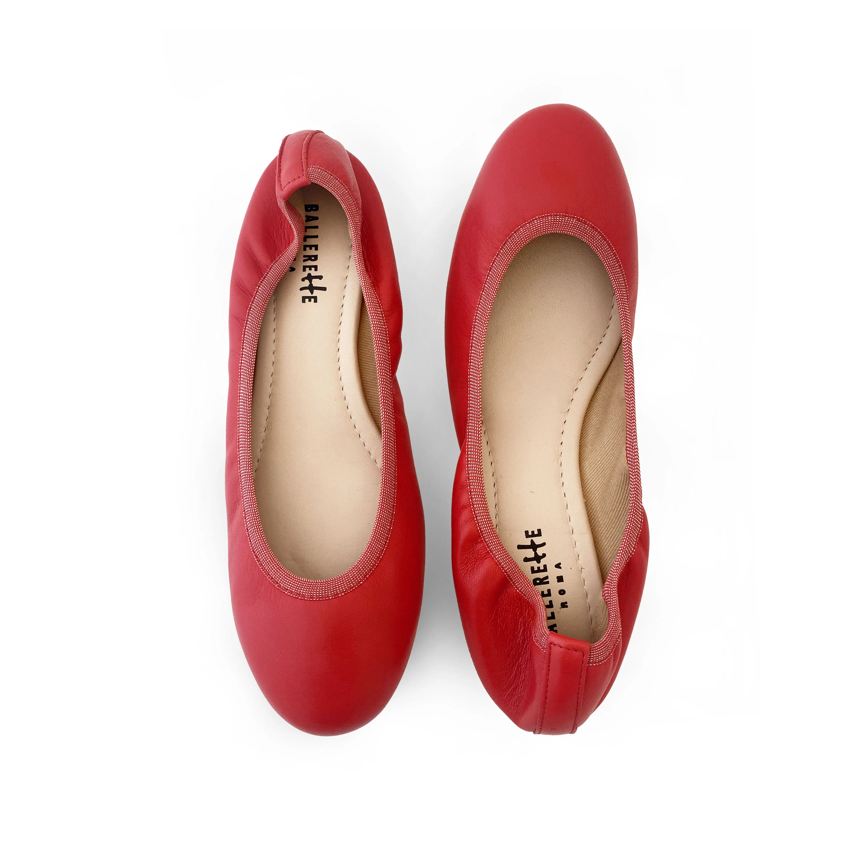 Ballerine con elastico in pelle corallo - Image 2
