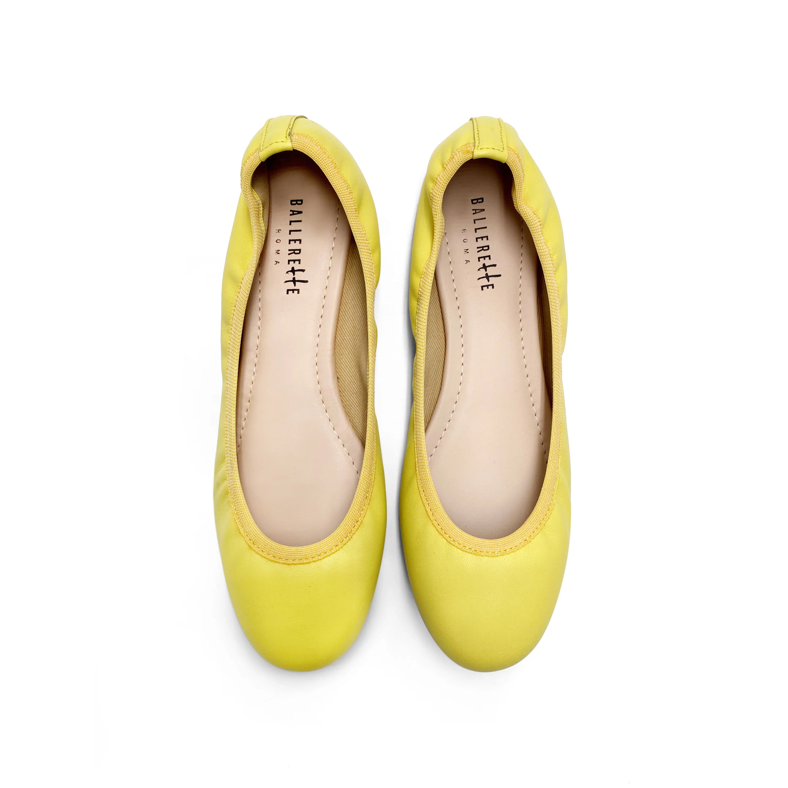 Ballerine con elastico in pelle giallo limone