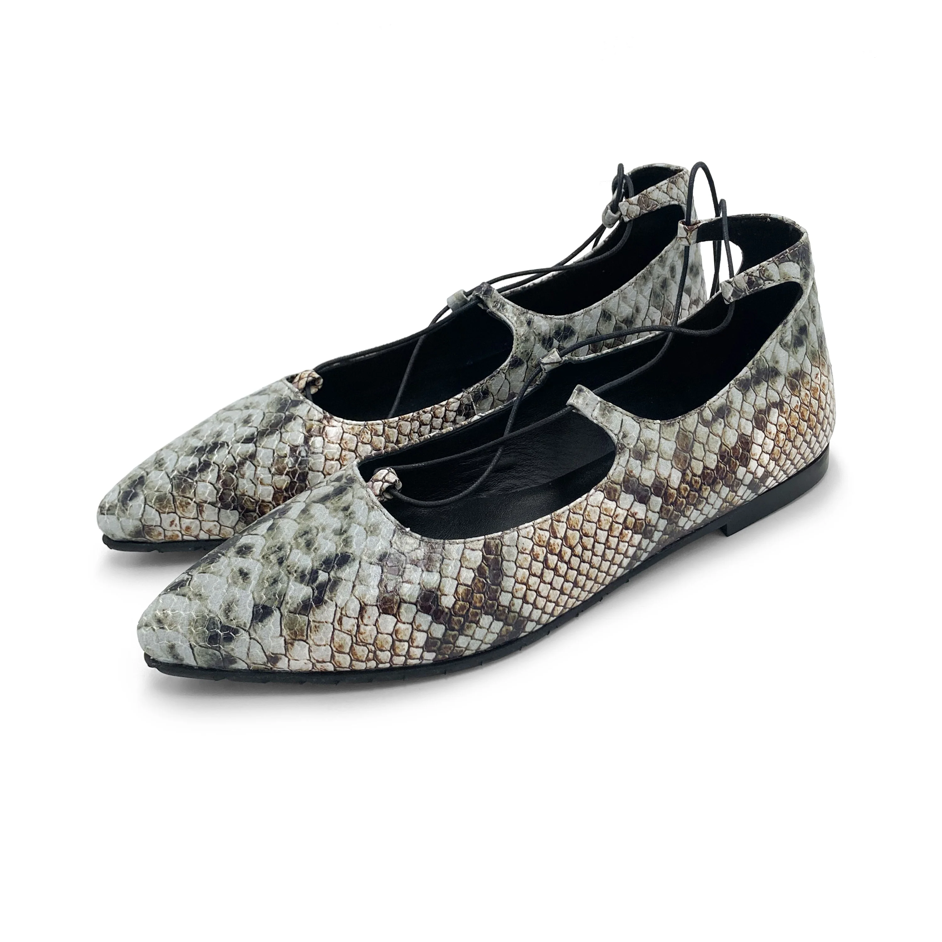 Ballerine con lacci alla schiava animalier pitonate - Image 3