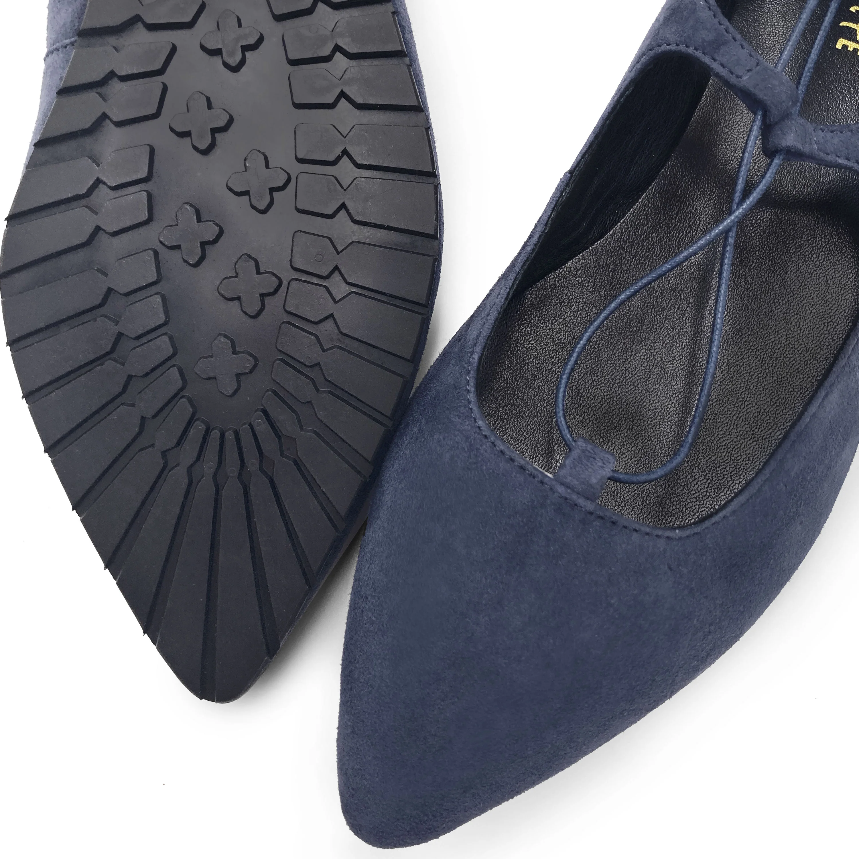 Ballerine con lacci alla schiava in camoscio blu petrolio - Image 3