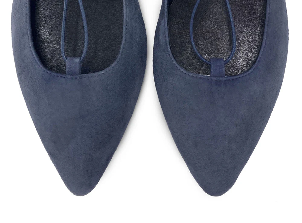 Ballerine con lacci alla schiava in camoscio blu petrolio - Image 5