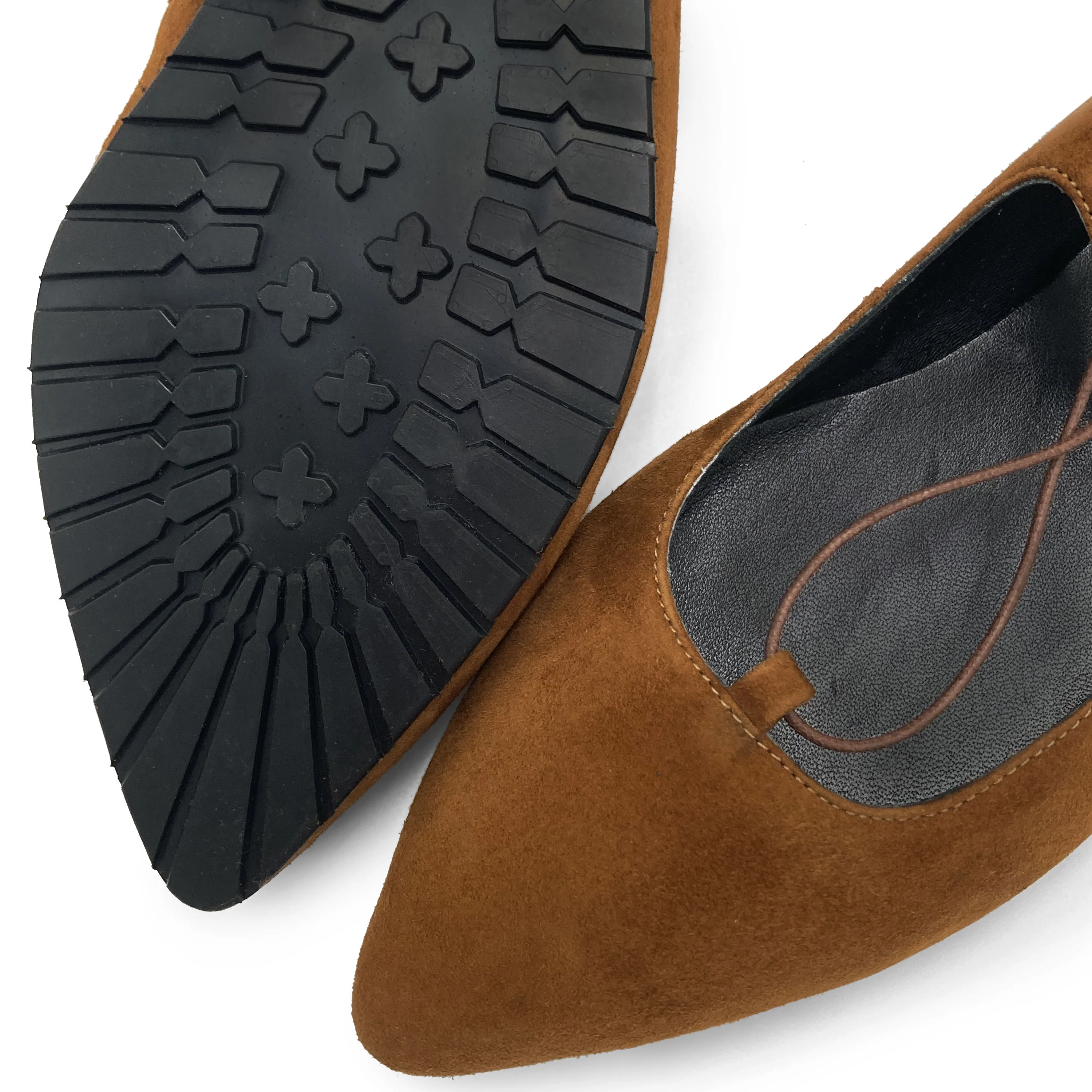 Ballerine con lacci alla schiava in camoscio marrone brandy - Image 3