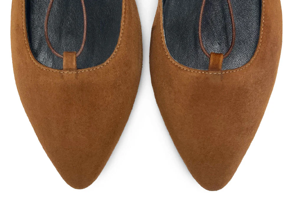 Ballerine con lacci alla schiava in camoscio marrone brandy - Image 6