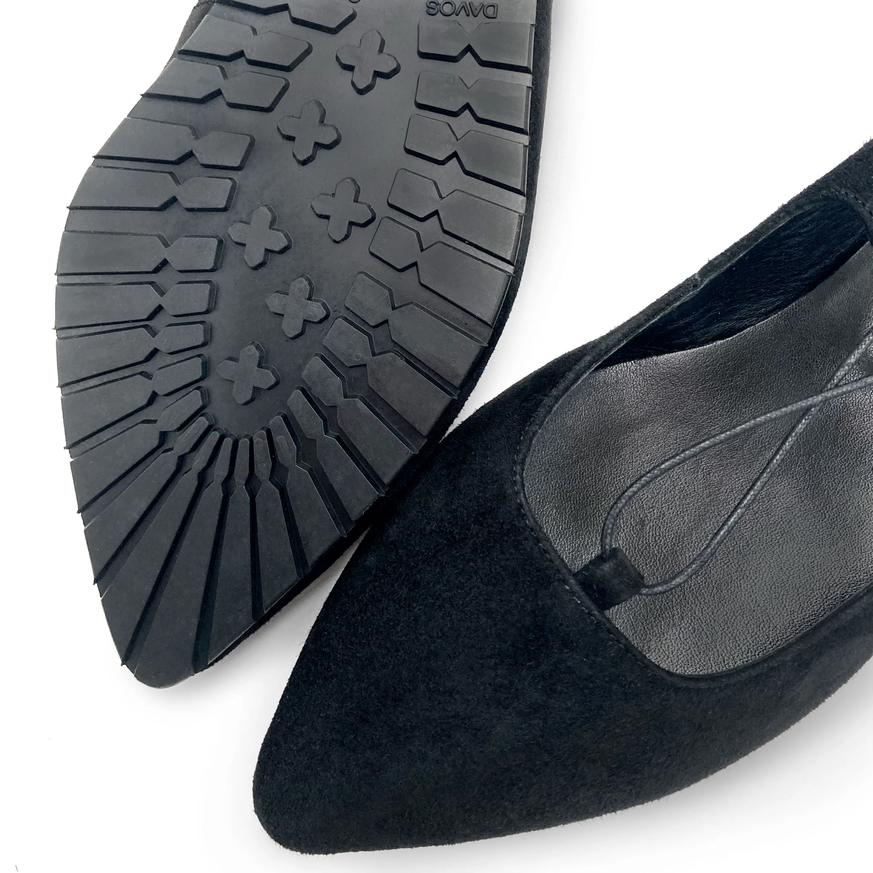 Ballerine con lacci alla schiava in camoscio nero - Image 3