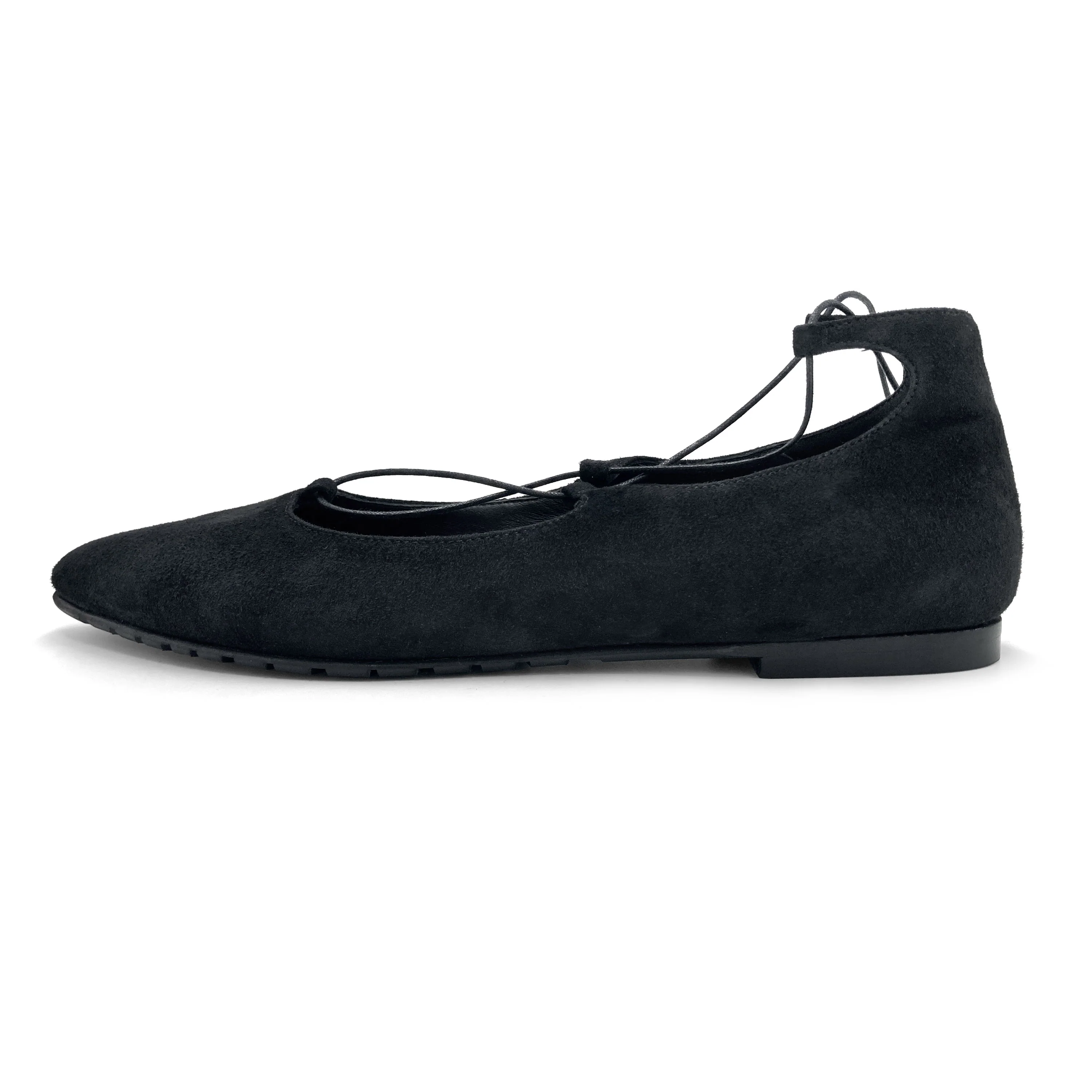 Ballerine con lacci alla schiava in camoscio nero - Image 4