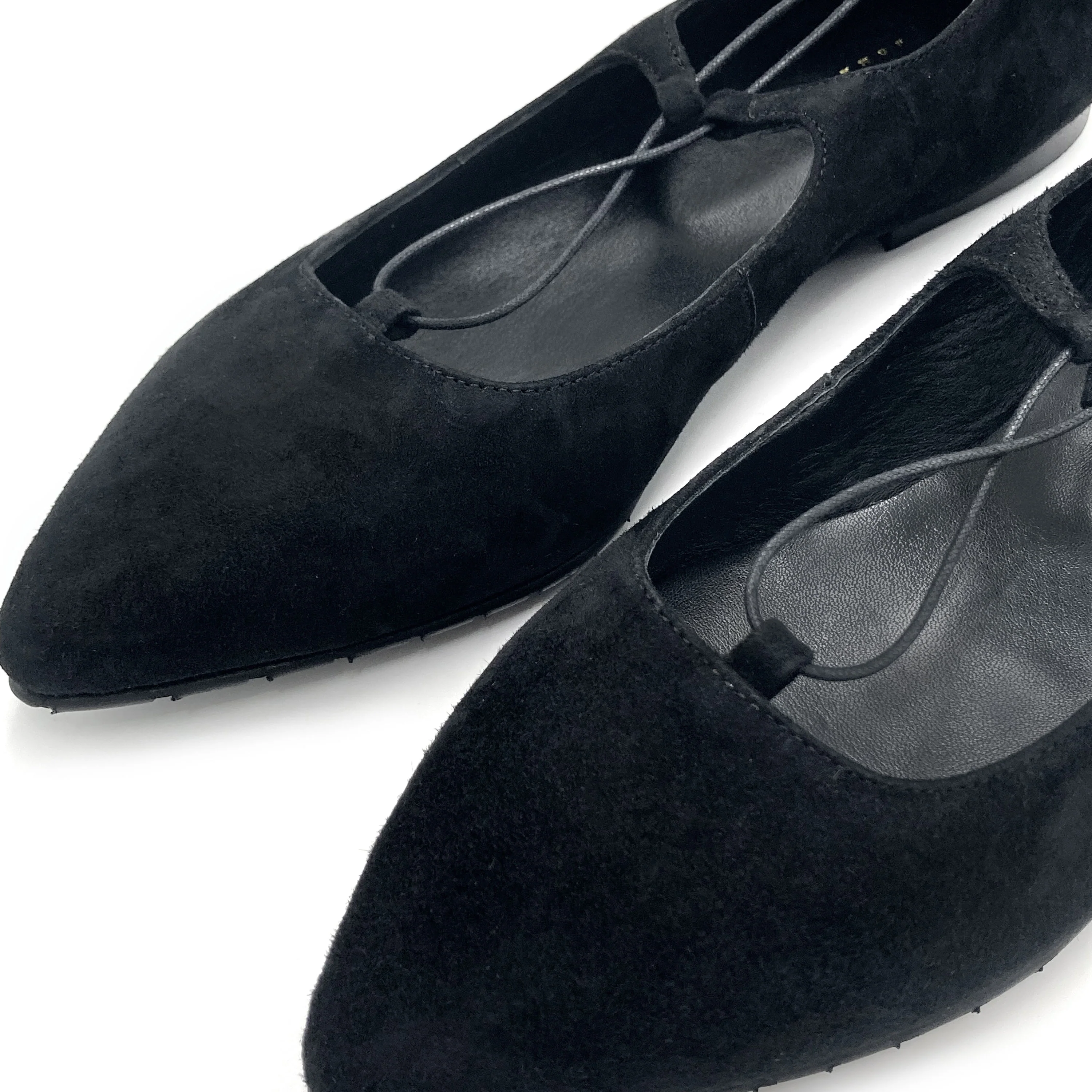 Ballerine con lacci alla schiava in camoscio nero - Image 5