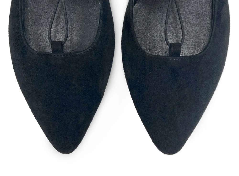 Ballerine con lacci alla schiava in camoscio nero - Image 6