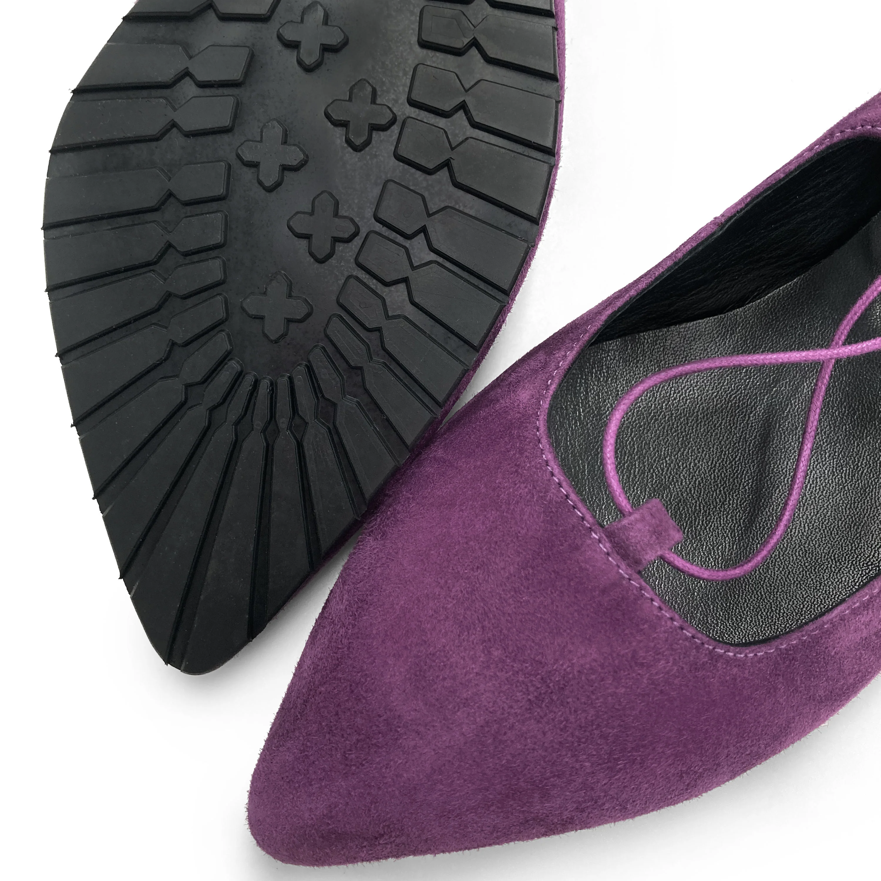 Ballerine con lacci alla schiava in camoscio viola - Image 3