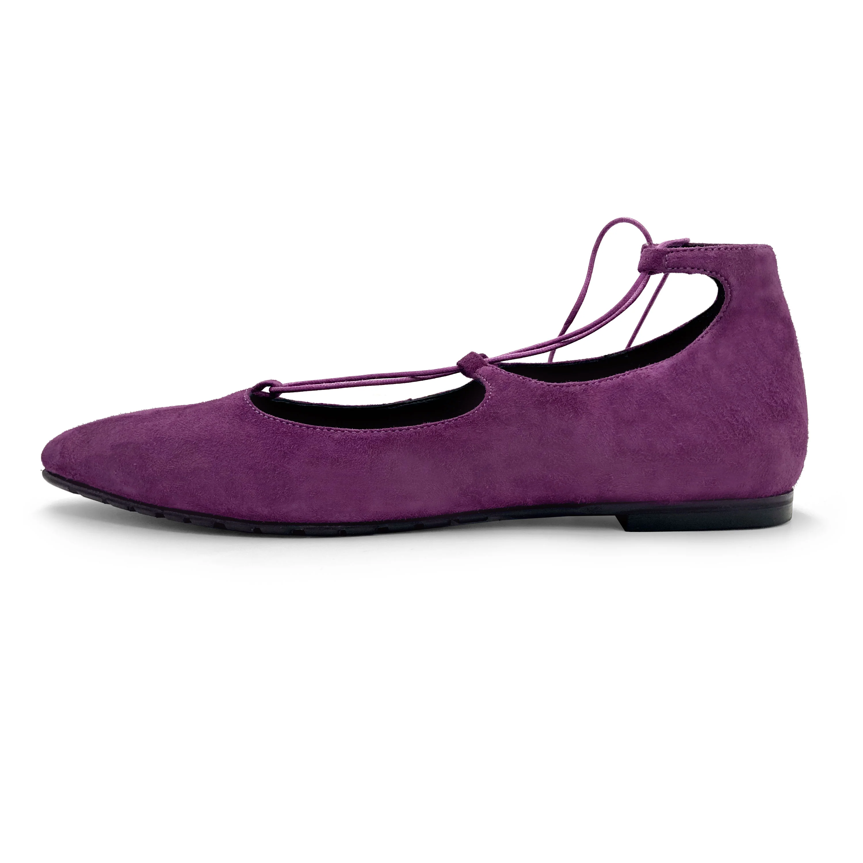 Ballerine con lacci alla schiava in camoscio viola - Image 4