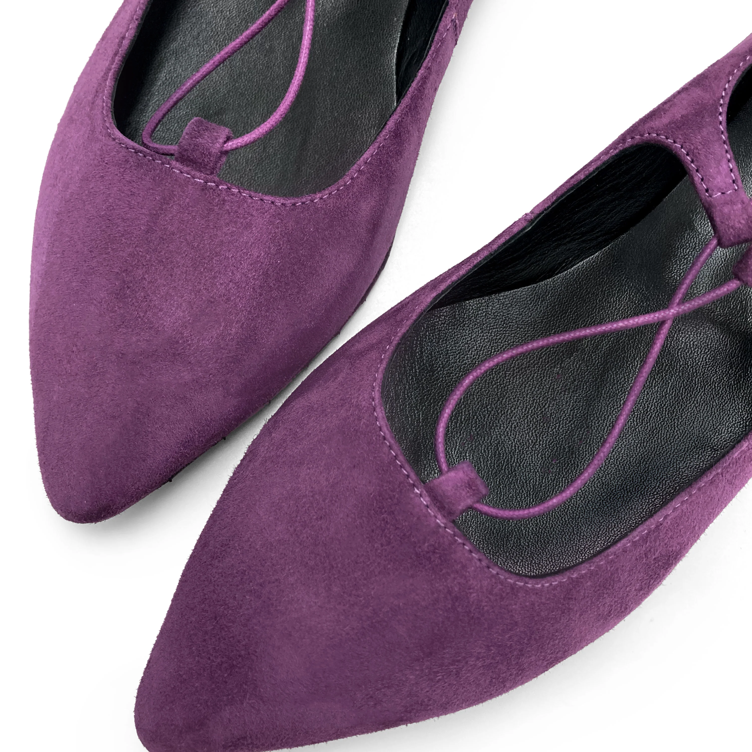 Ballerine con lacci alla schiava in camoscio viola - Image 5