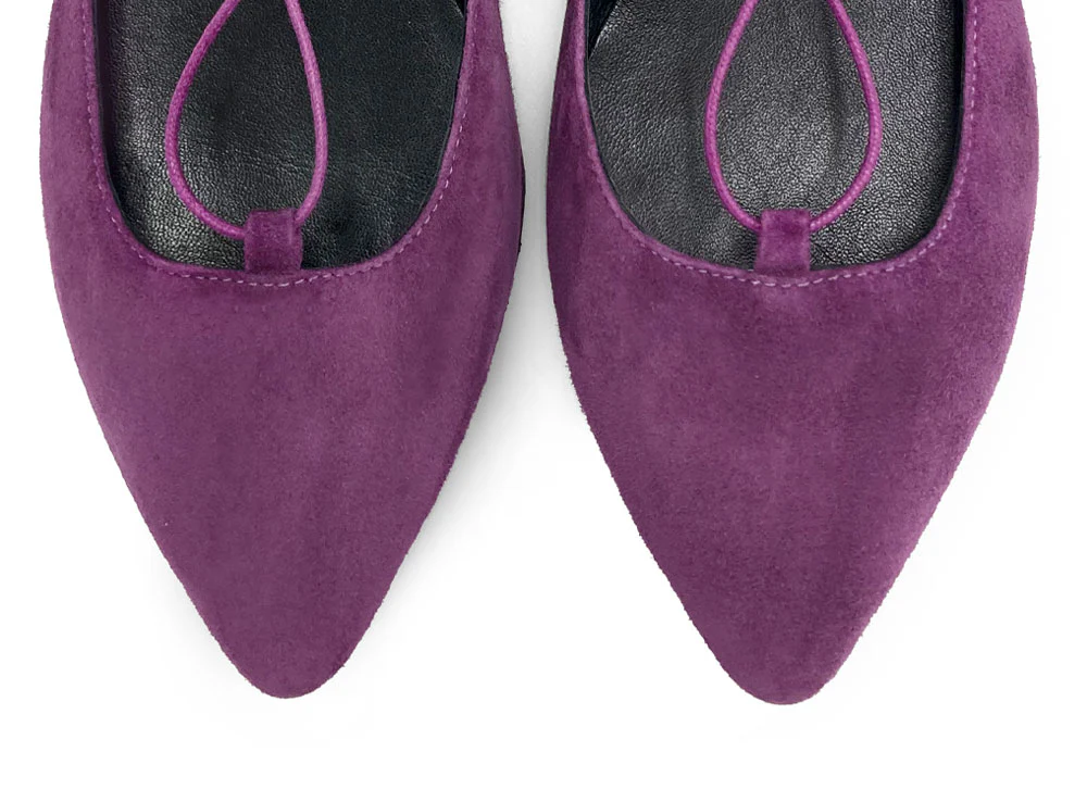 Ballerine con lacci alla schiava in camoscio viola - Image 6