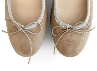 Ballerine con tacco beige tortora in camoscio - Image 5