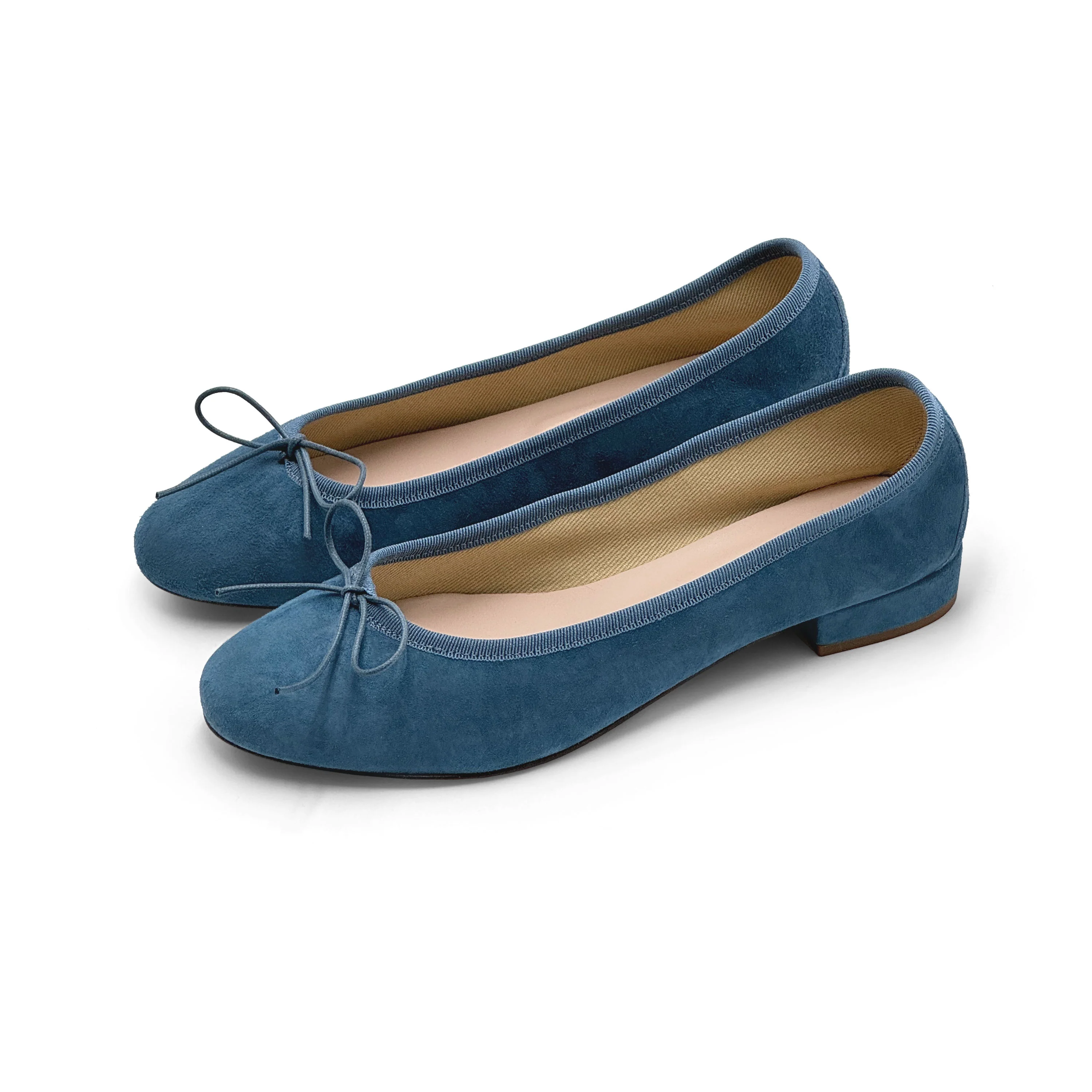 Ballerine con tacco blu ceruleo in camoscio - Image 3