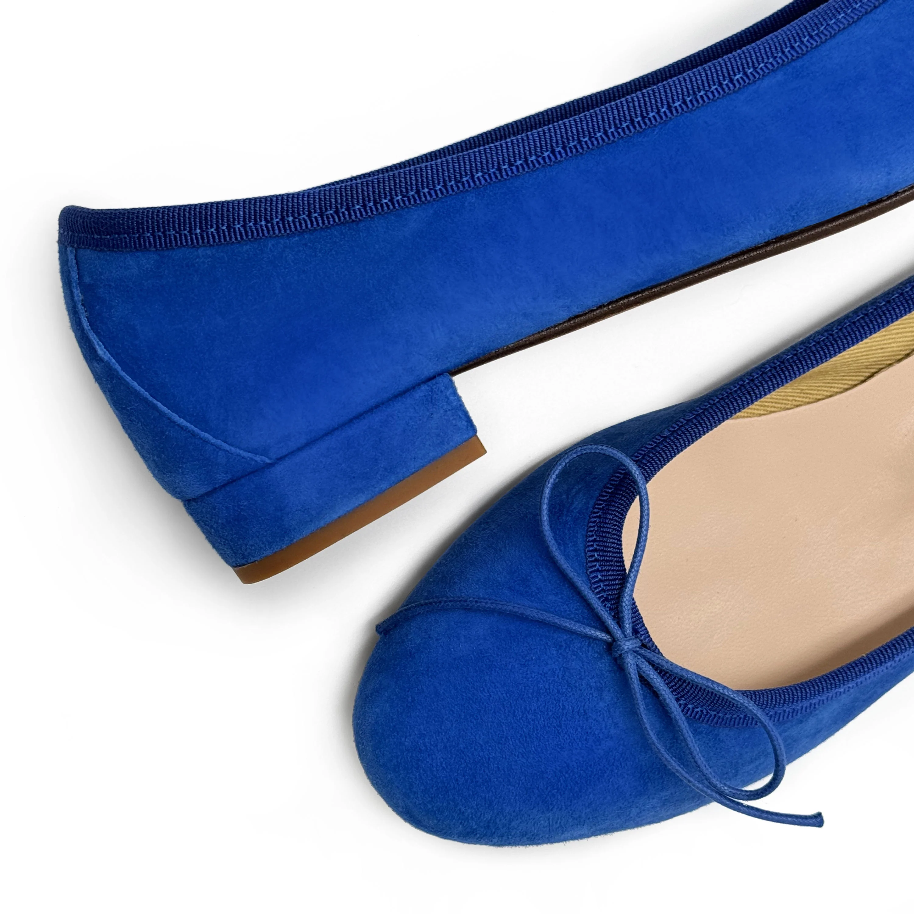 Ballerine con tacco blu elettrico in camoscio - Image 3