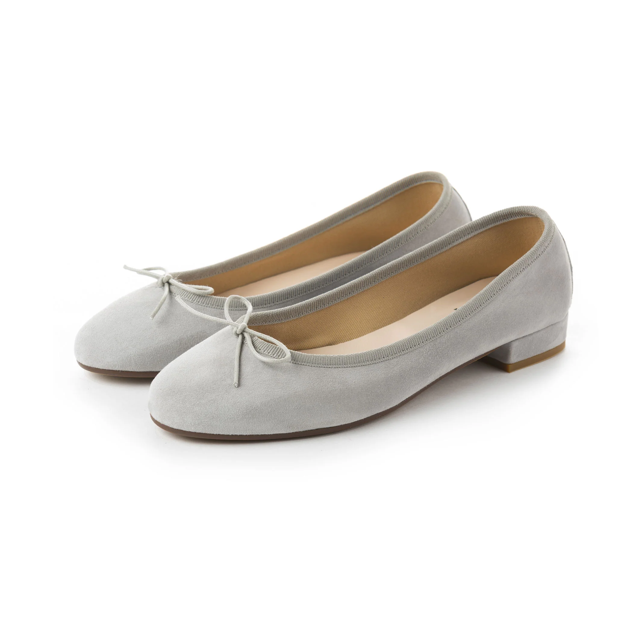 Ballerine con tacco grigio perla in camoscio - Image 2