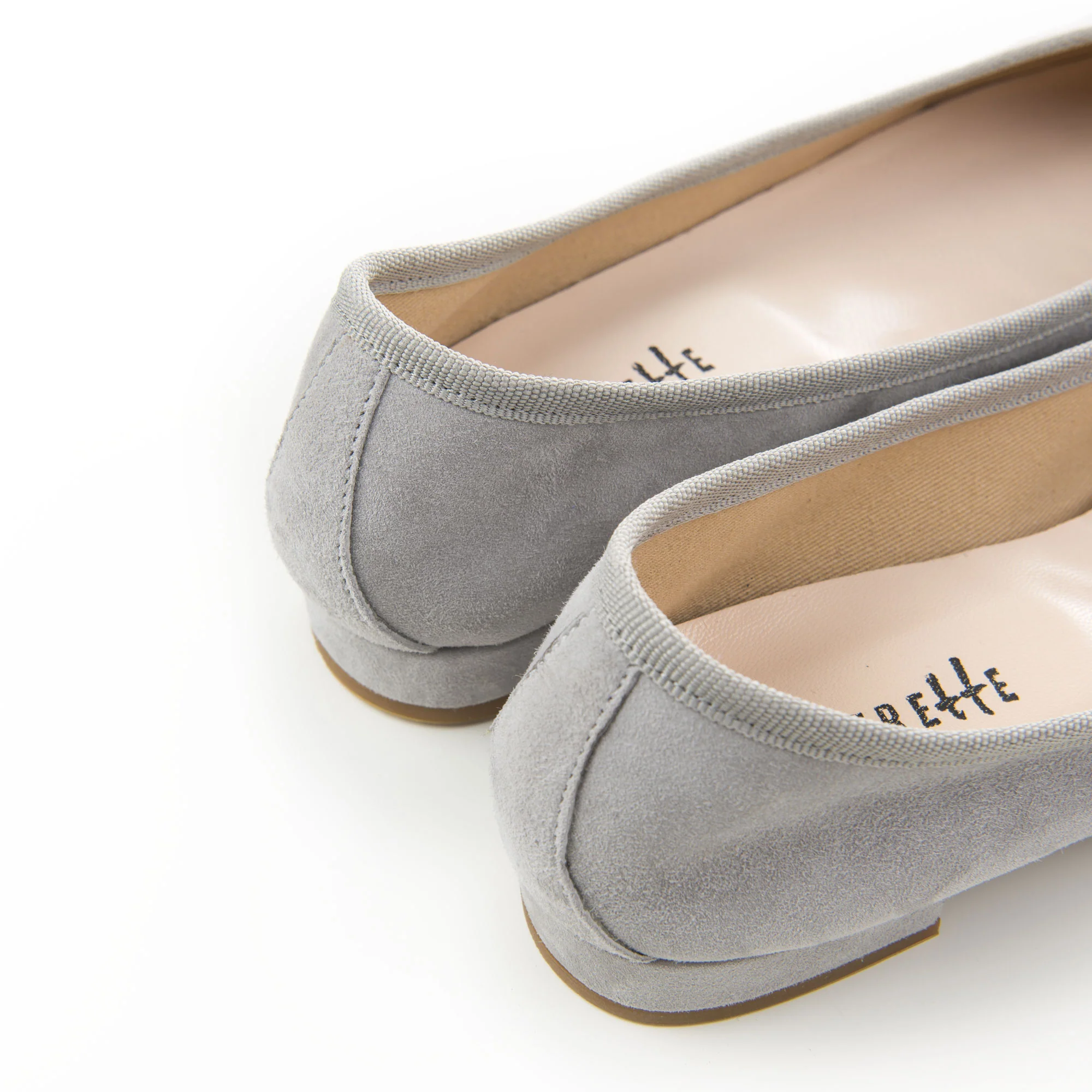 Ballerine con tacco grigio perla in camoscio - Image 3