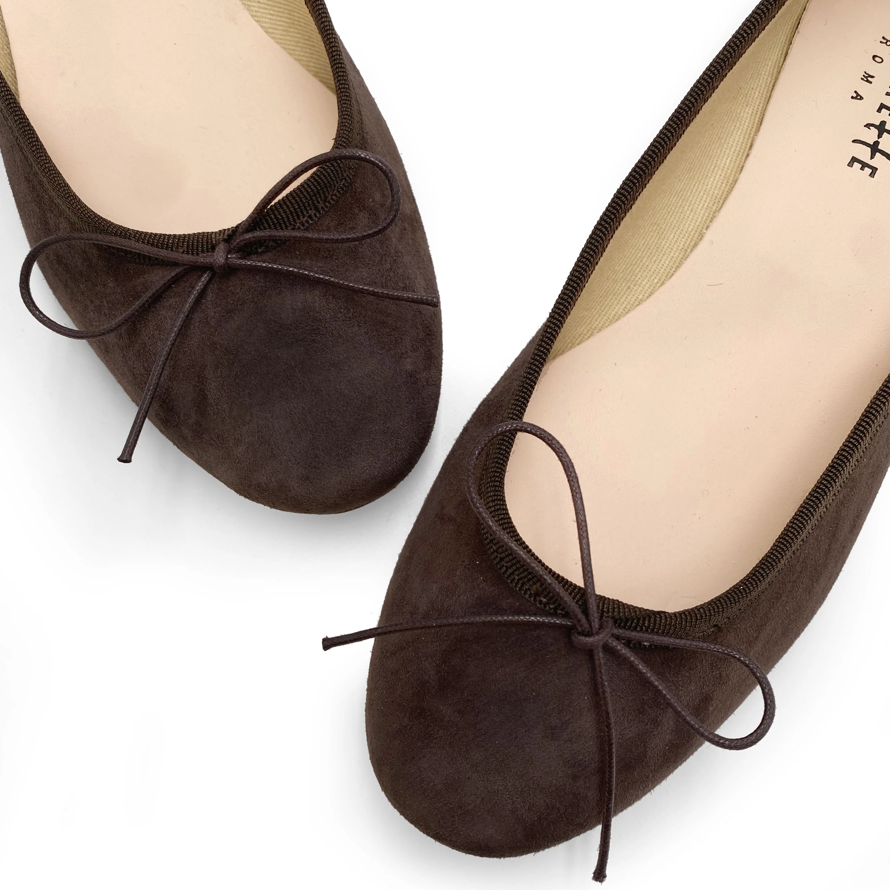 Ballerine con tacco marroni in camoscio - Image 3