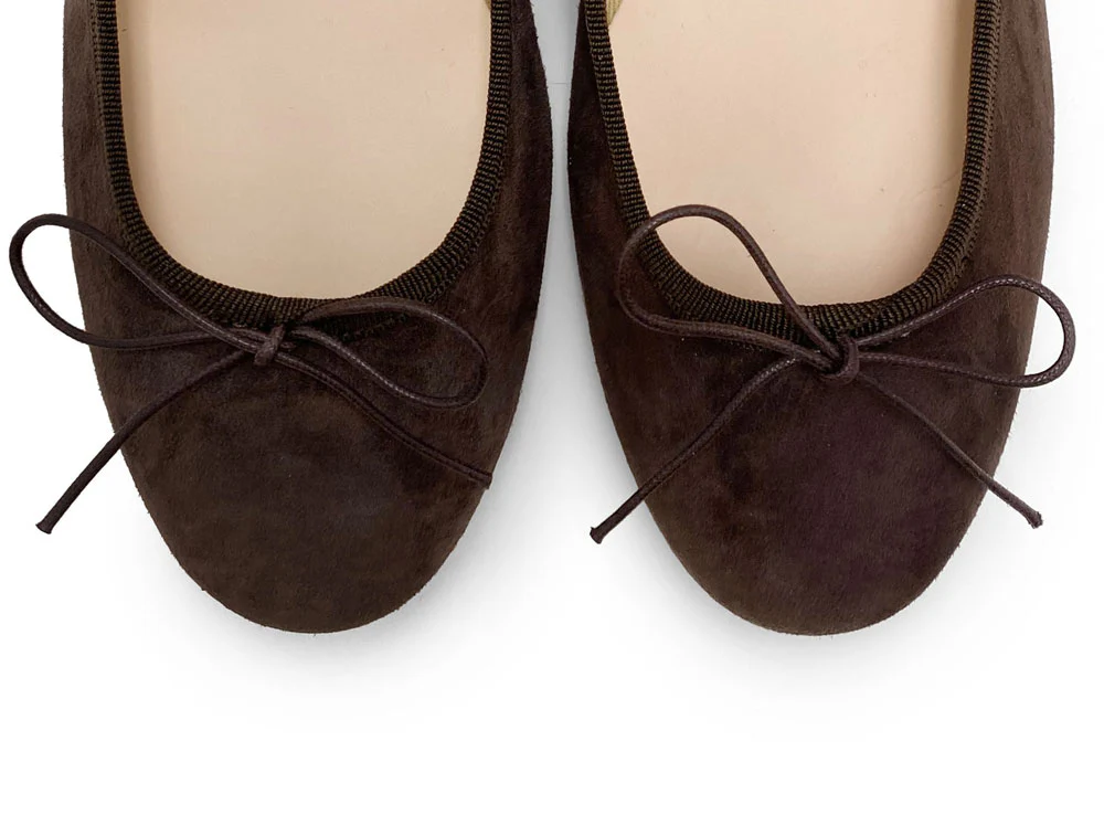 Ballerine con tacco marroni in camoscio - Image 5