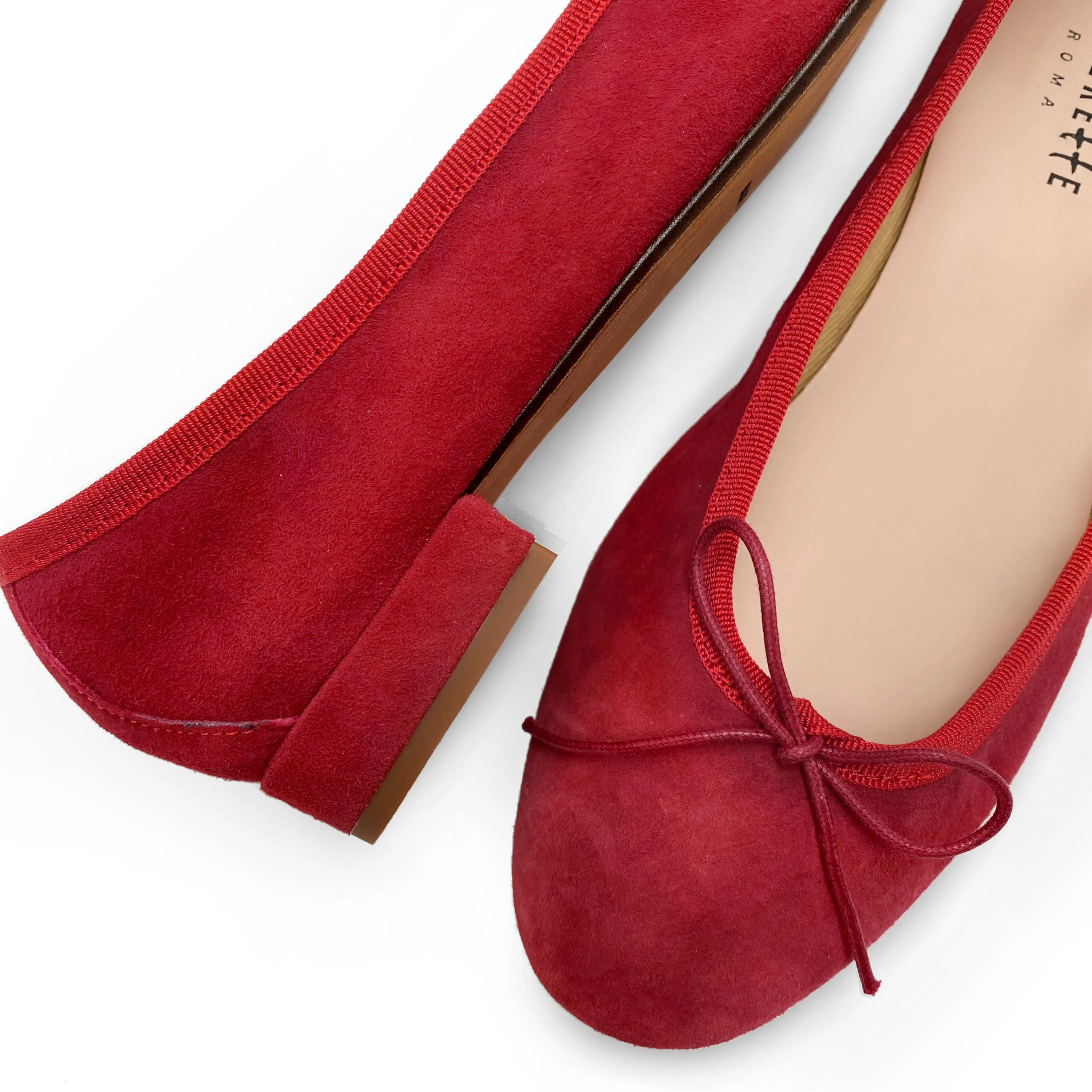 Ballerine con tacco rosse in camoscio - Image 3