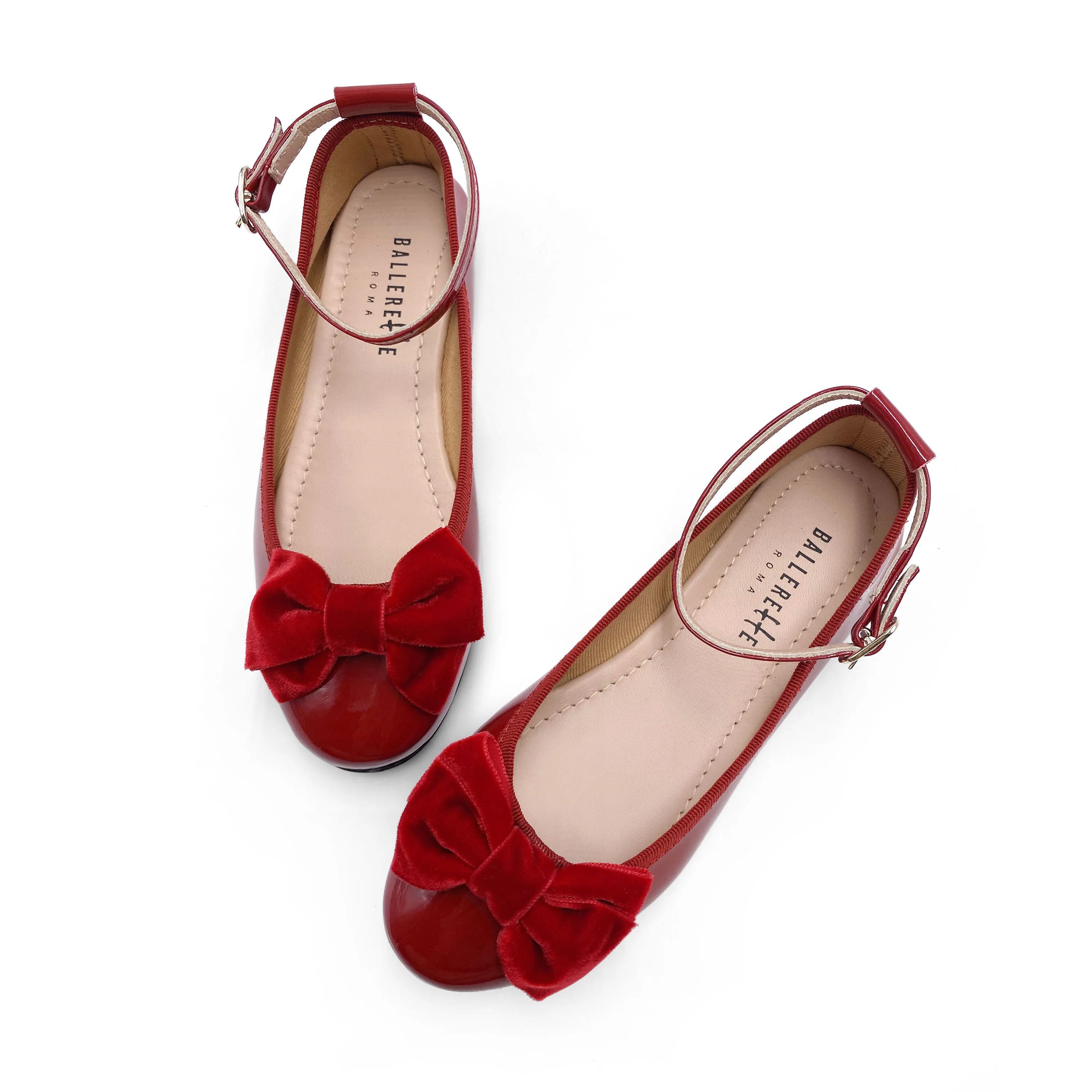 Ballerine da bambina in vernice rossa e fiocco in velluto - Image 2