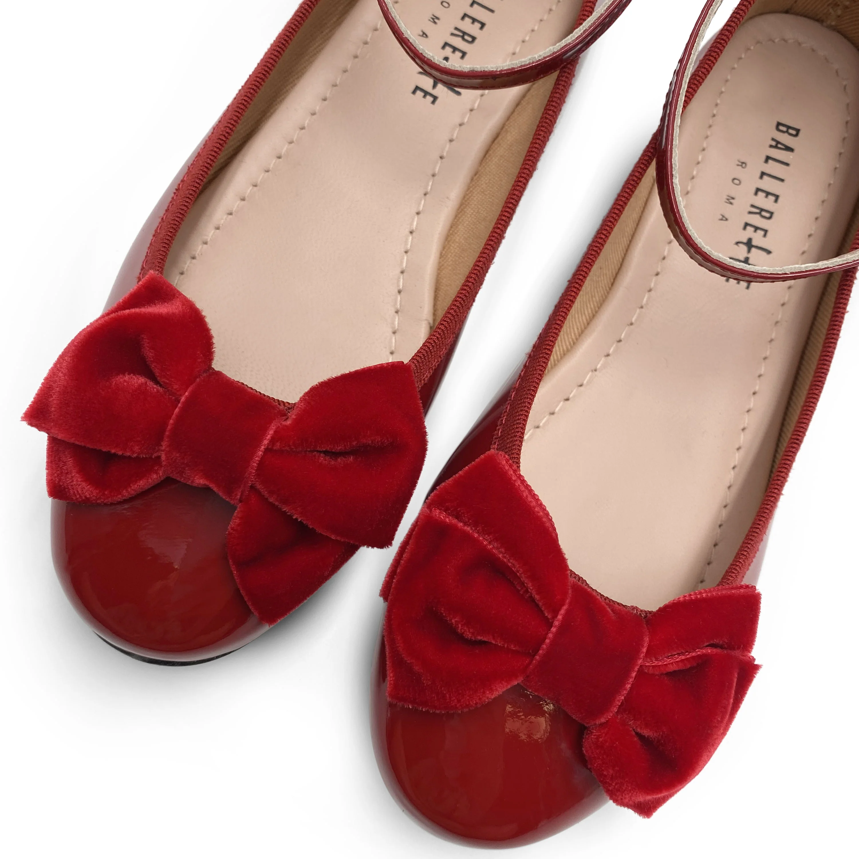 Ballerine da bambina in vernice rossa e fiocco in velluto - Image 3