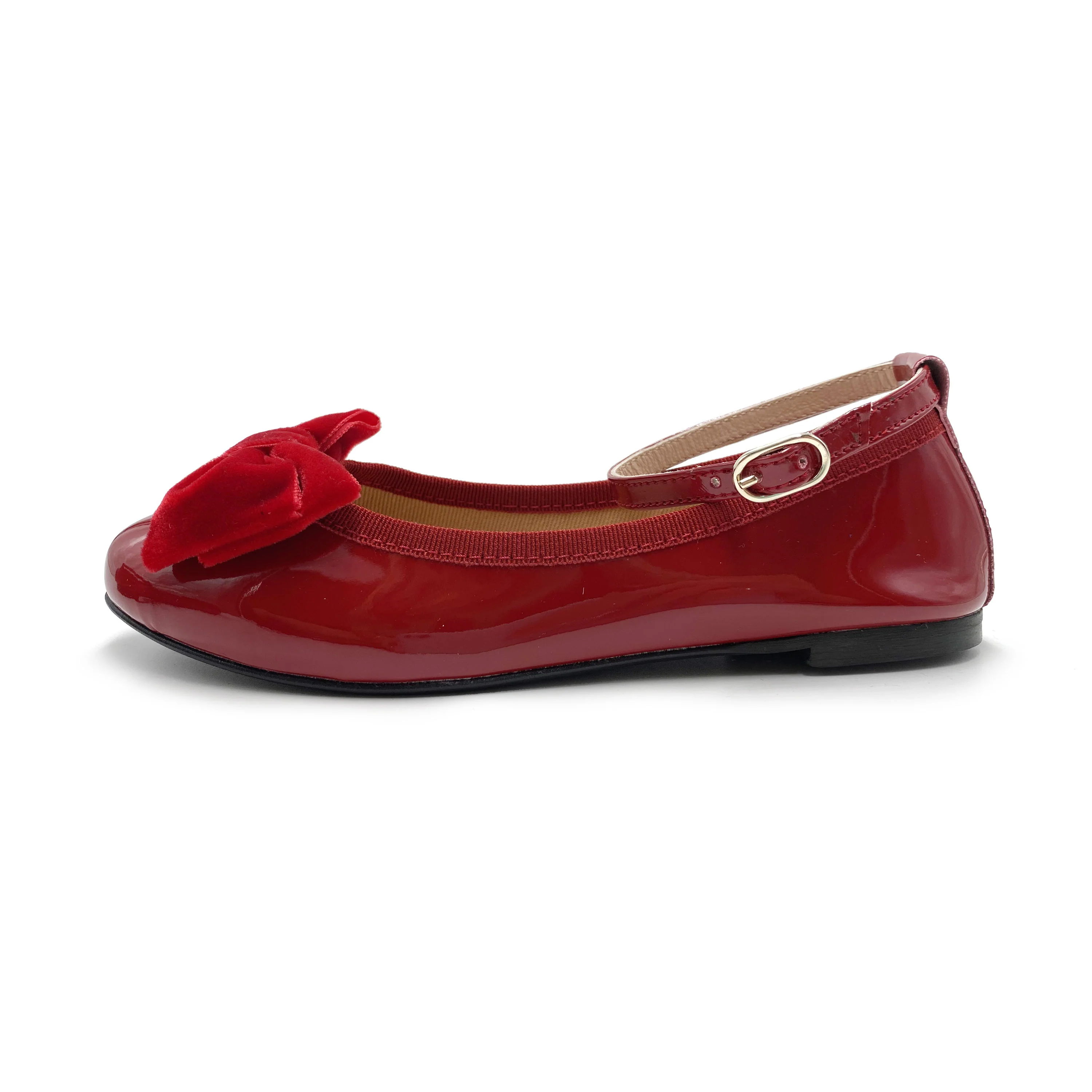 Ballerine da bambina in vernice rossa e fiocco in velluto - Image 4
