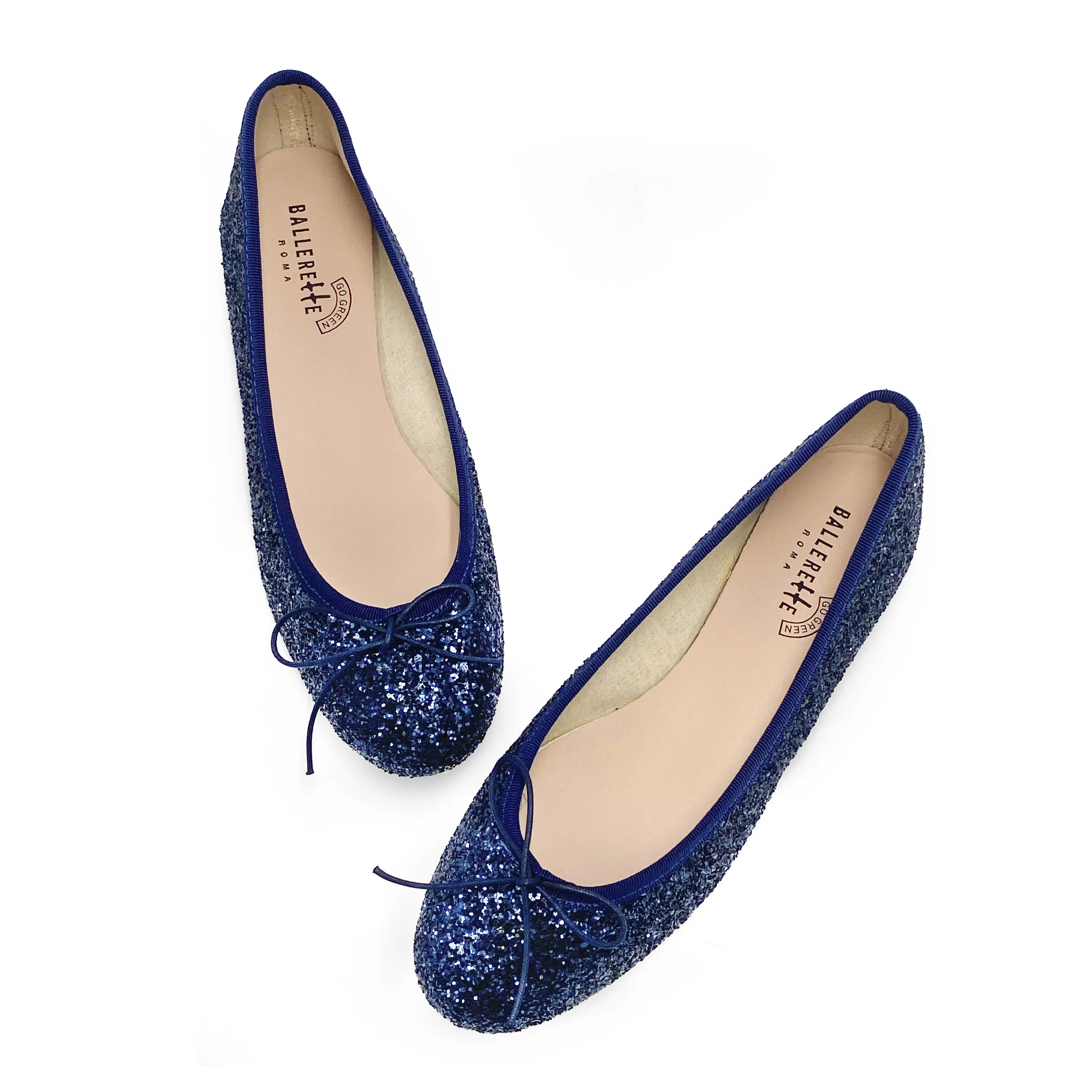 TT GO GREEN Collection - Ballerine glitterate blu in tessuto ECO - Image 2