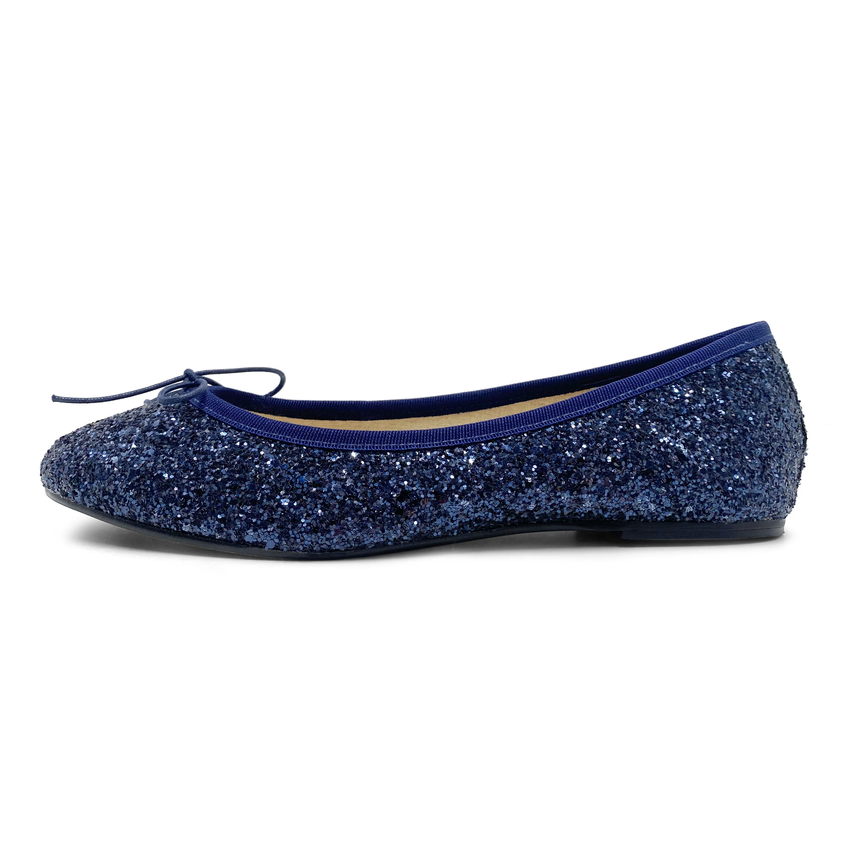 TT GO GREEN Collection - Ballerine glitterate blu in tessuto ECO - Image 3