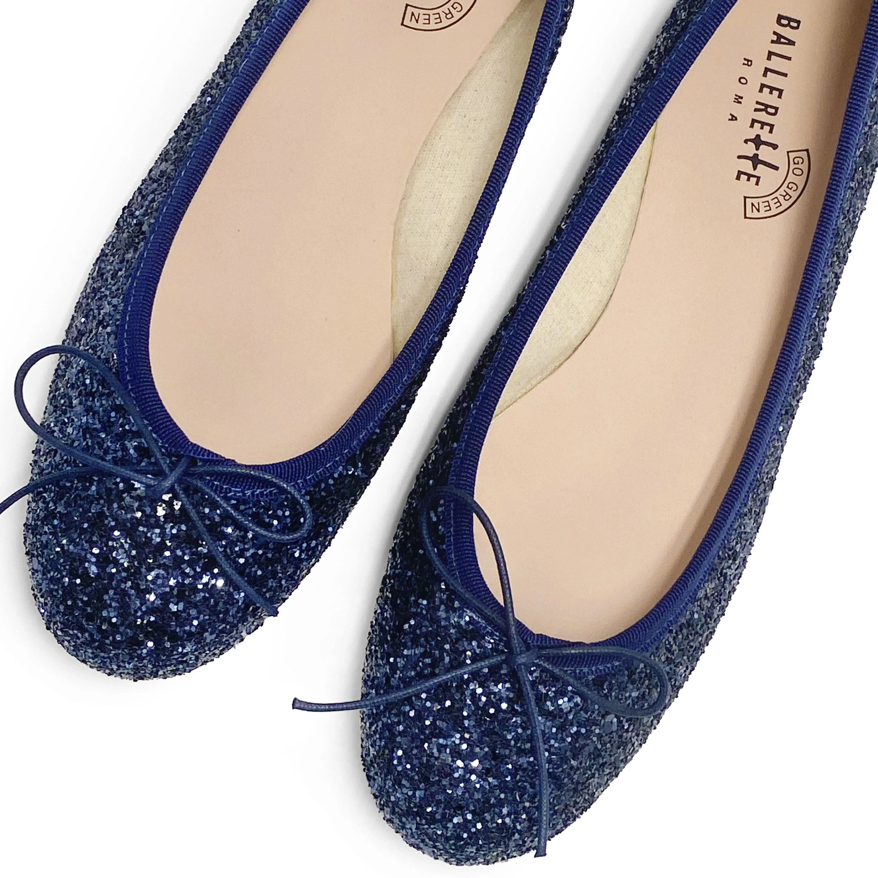 TT GO GREEN Collection - Ballerine glitterate blu in tessuto ECO - Image 5