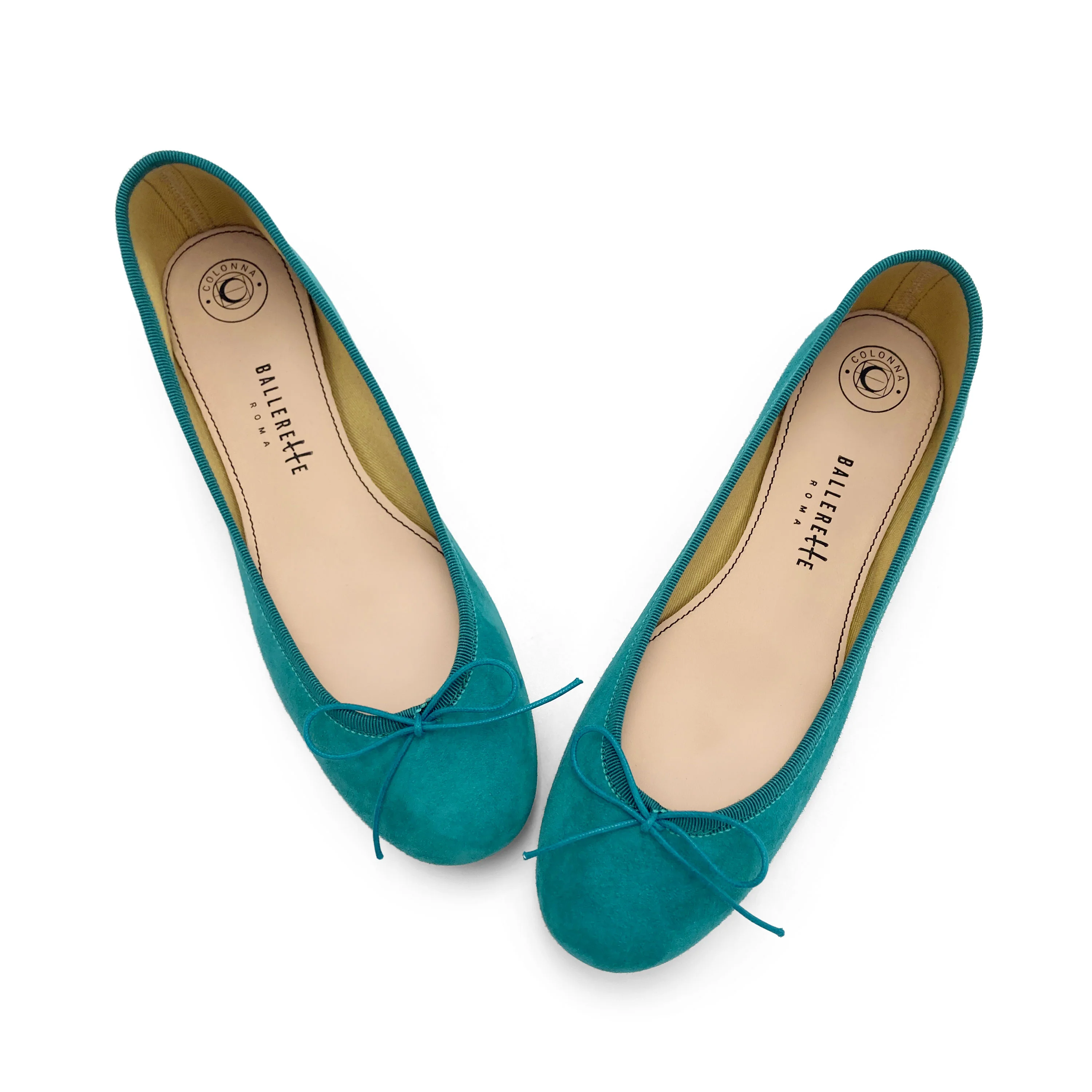 Ballerine in camoscio blu pavone - Image 2