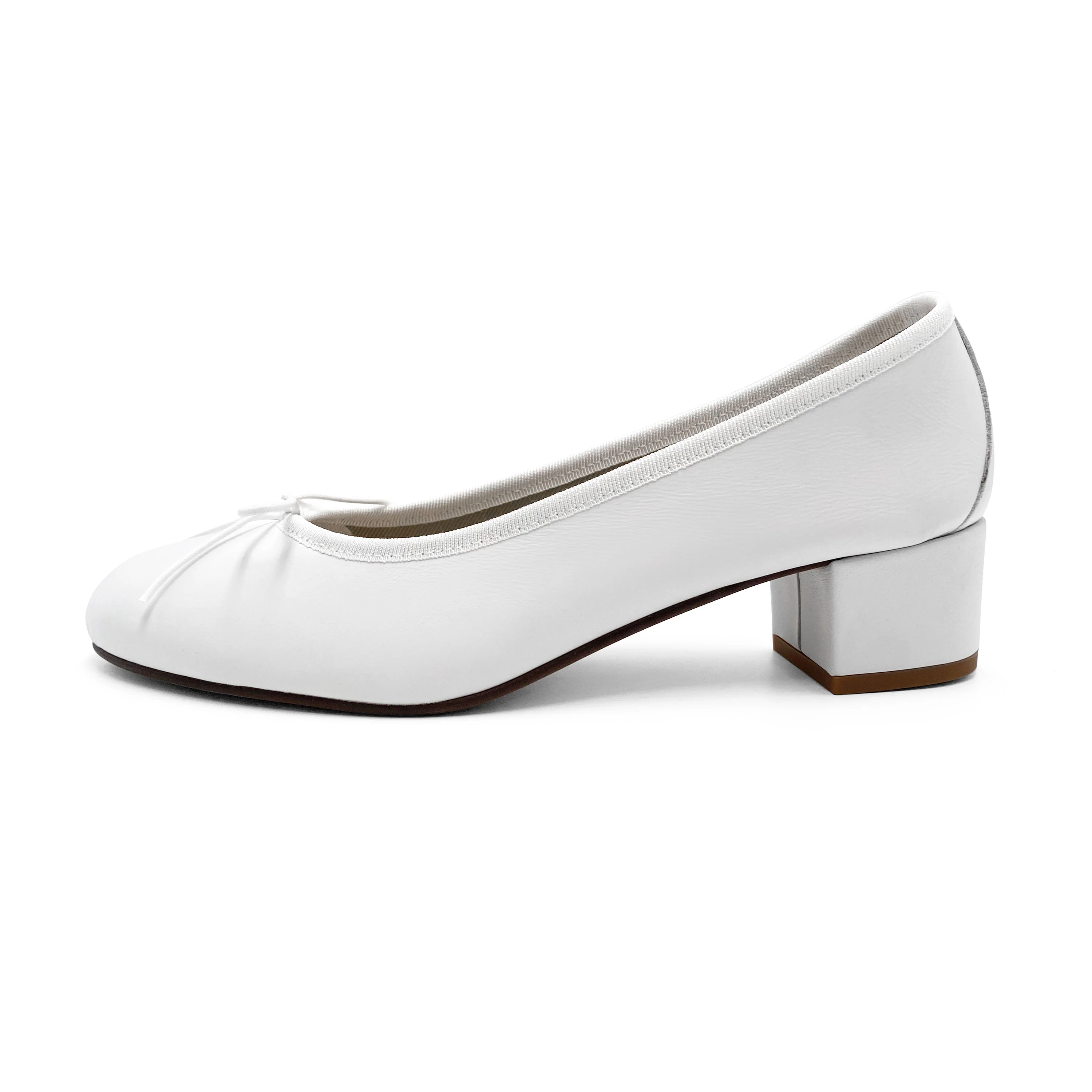 Ballerine in pelle bianca con tacco alto - Image 3