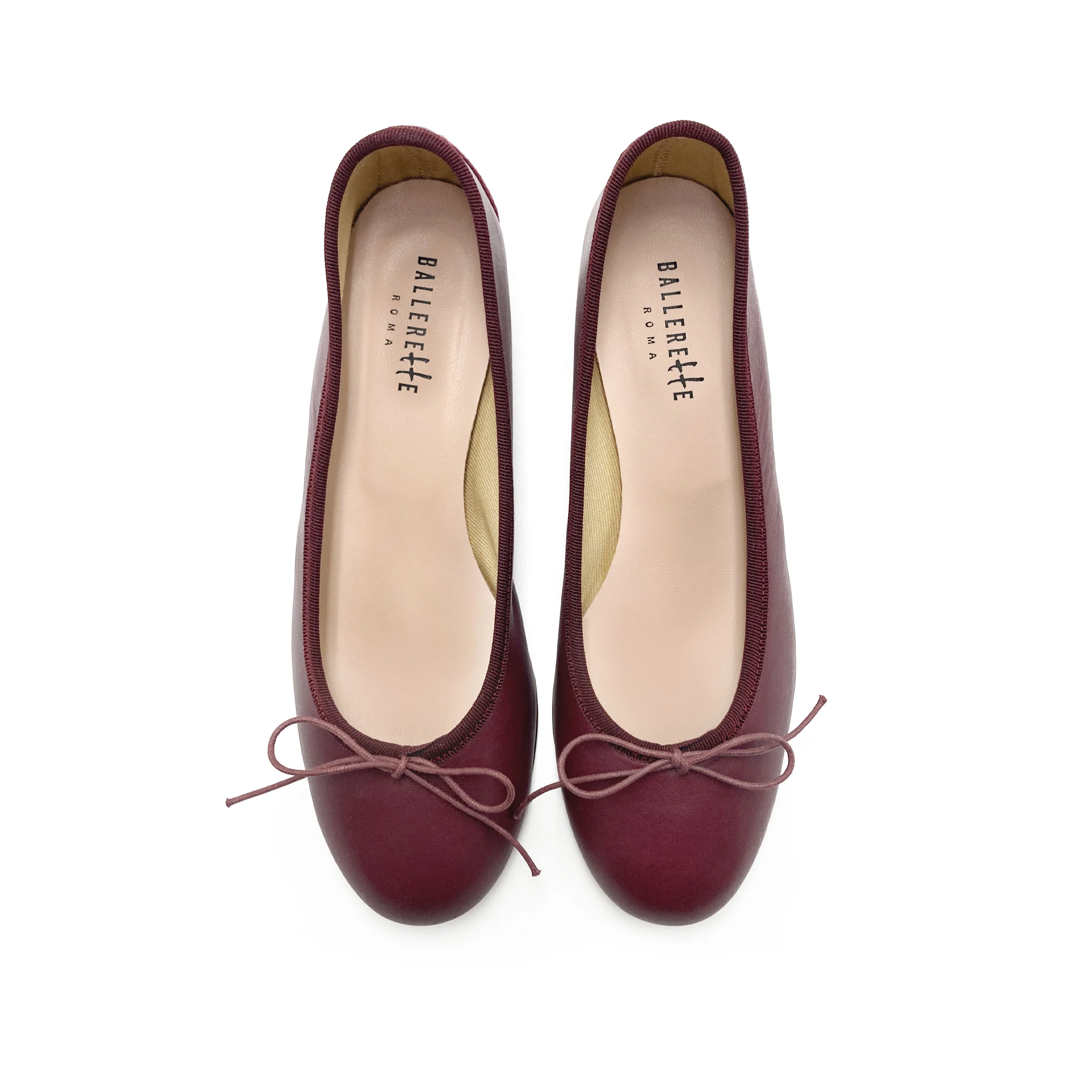 Ballerine in pelle bordeaux con tacco alto - Image 2