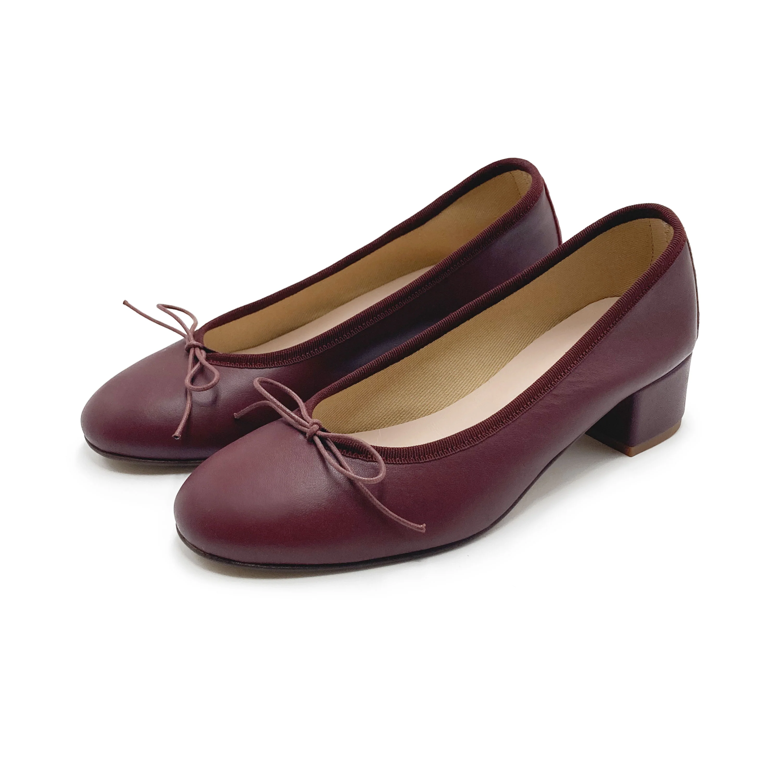 Ballerine in pelle bordeaux con tacco alto - Image 4