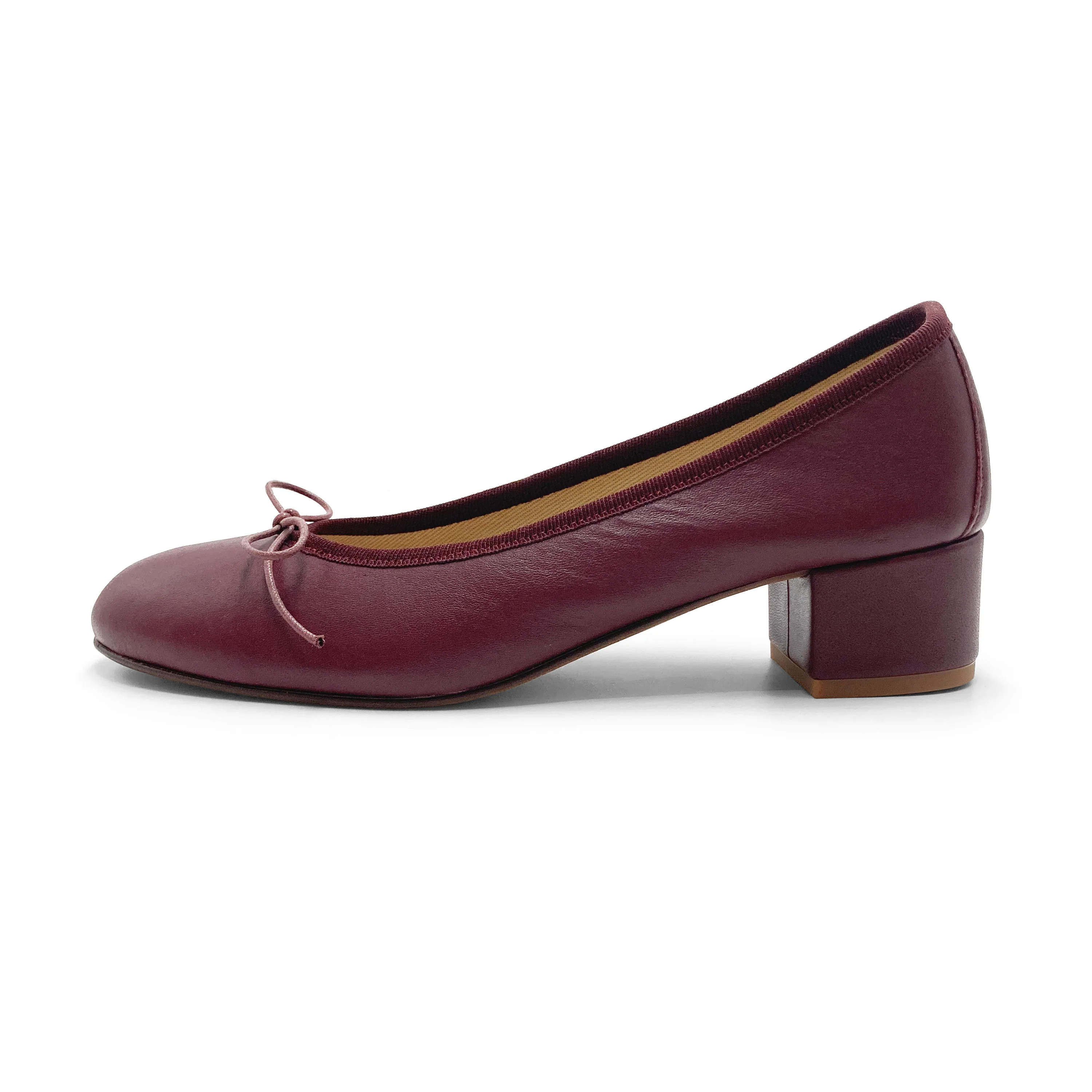 Ballerine in pelle bordeaux con tacco alto - Image 5
