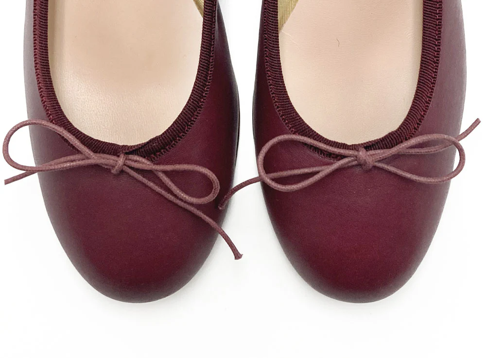 Ballerine in pelle bordeaux con tacco alto - Image 6