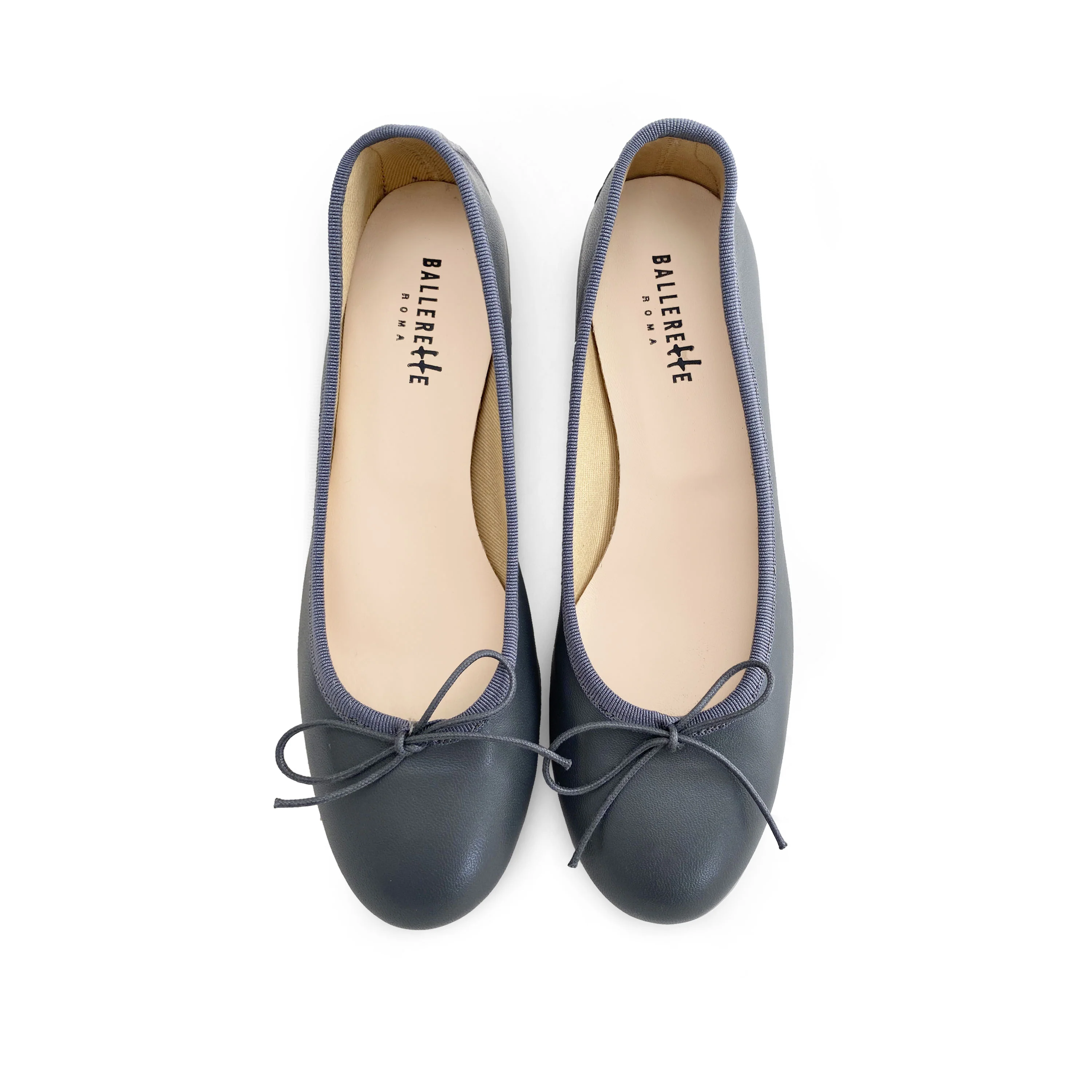 Ballerine in pelle grigio fumo con tacco alto - Image 2