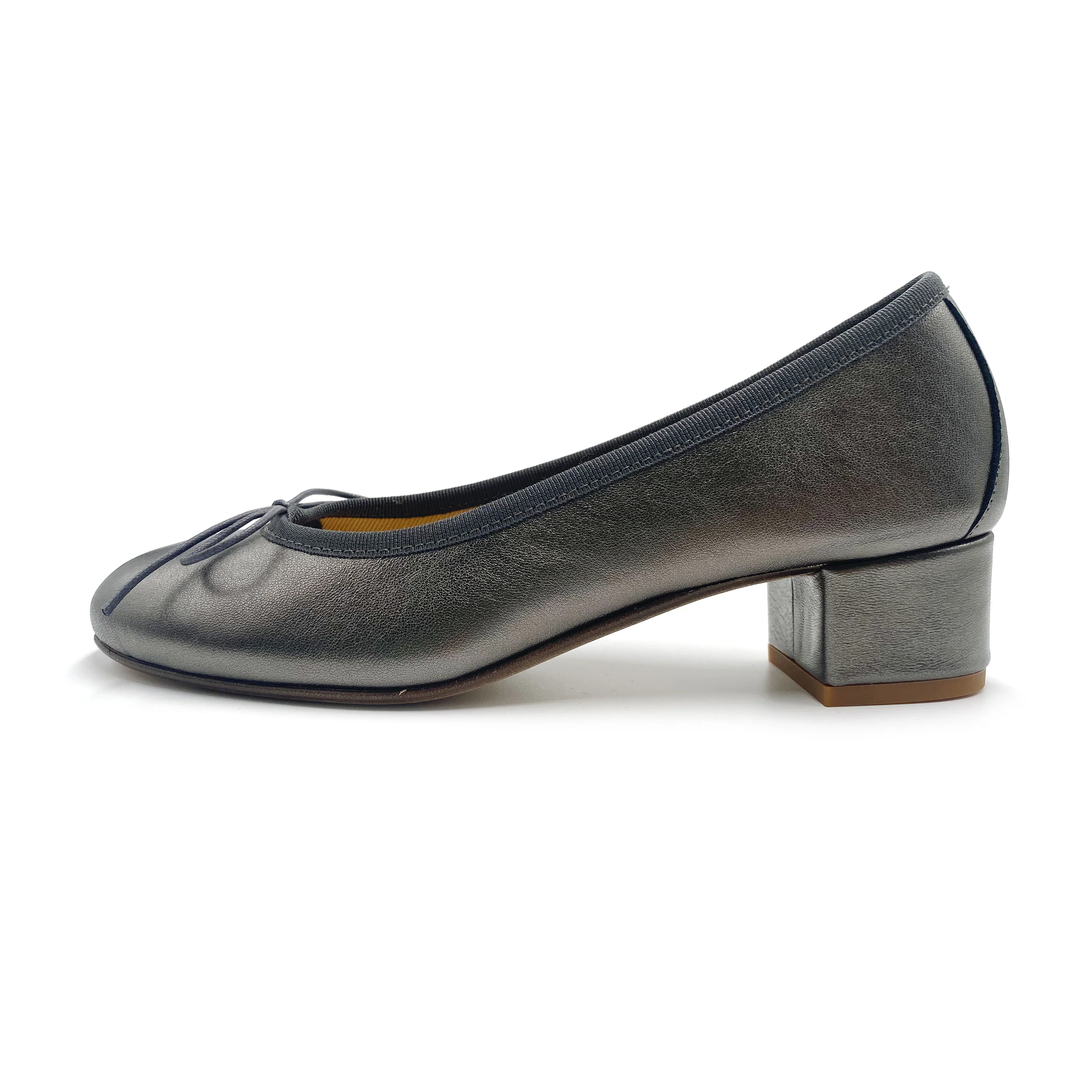 Ballerine in pelle laminata acciaio con tacco alto - Image 3