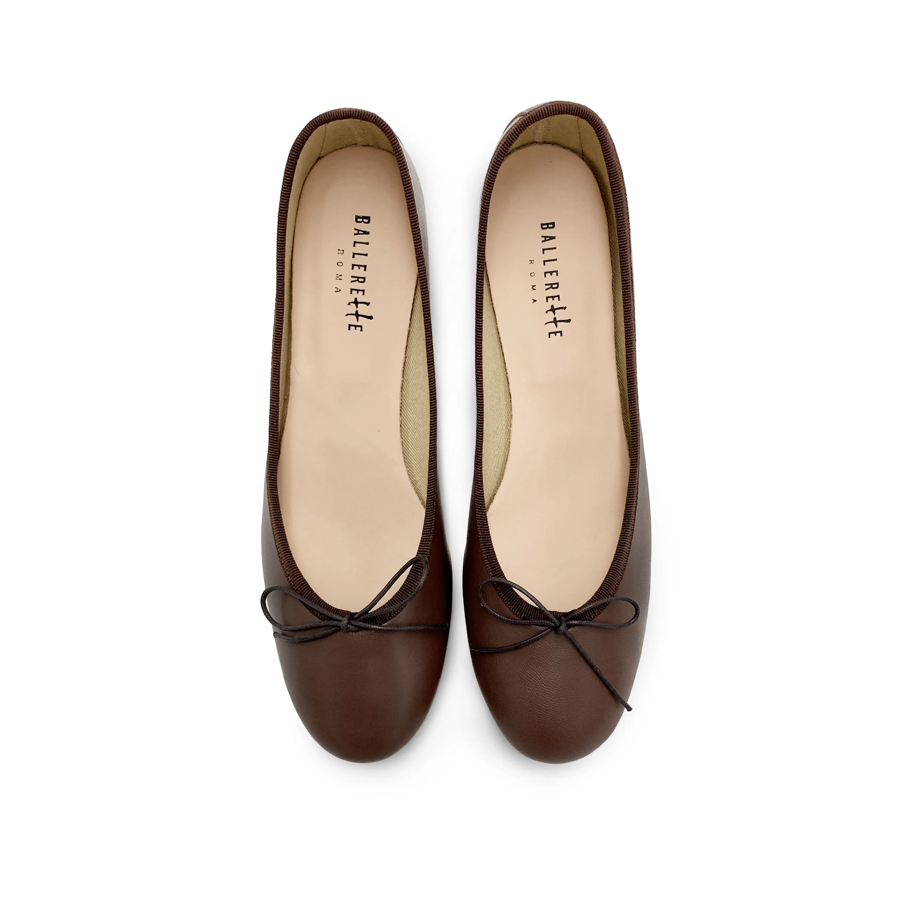 Ballerine in pelle marrone testa di moro con tacco alto - Image 2