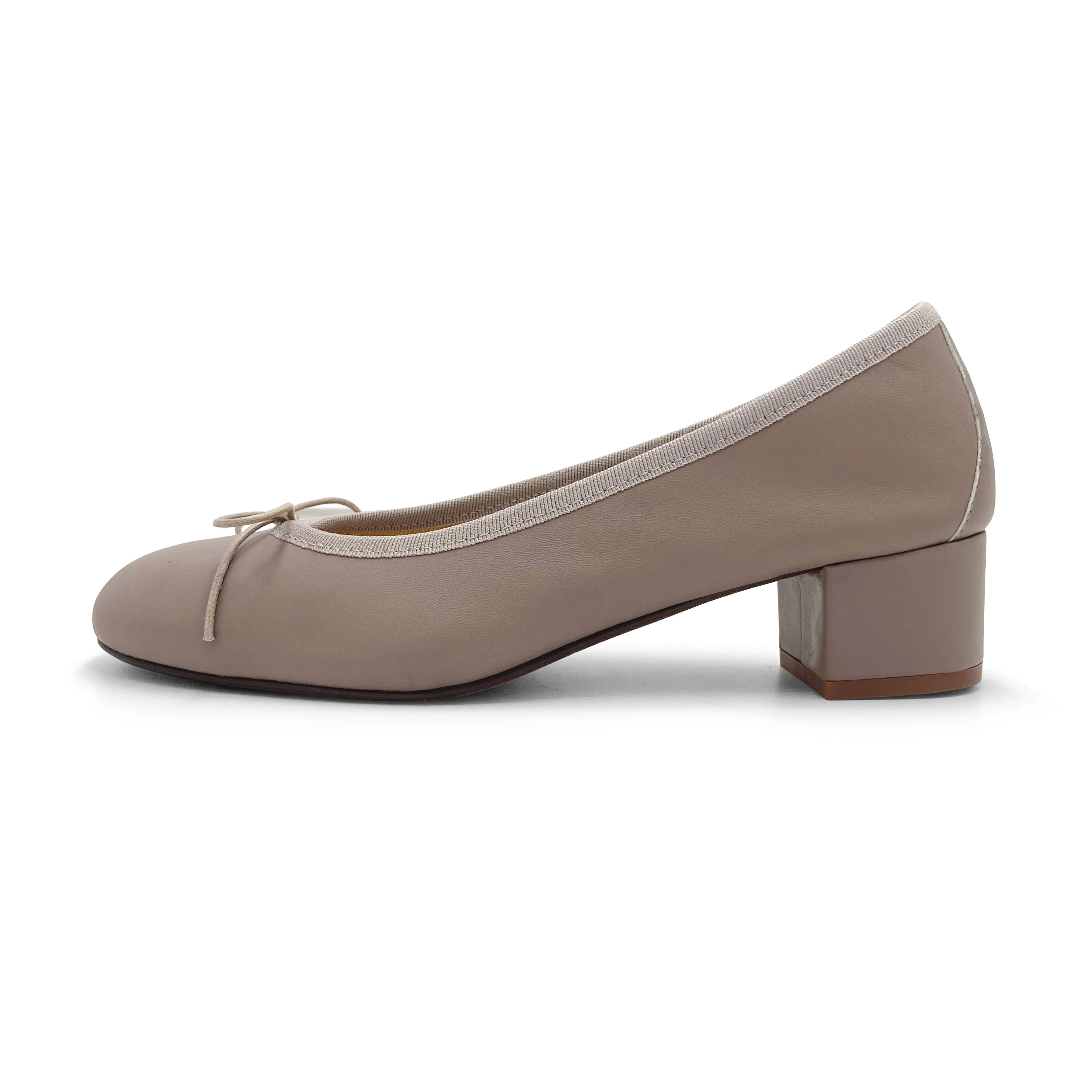 Ballerine in pelle tortora con tacco alto - Image 4