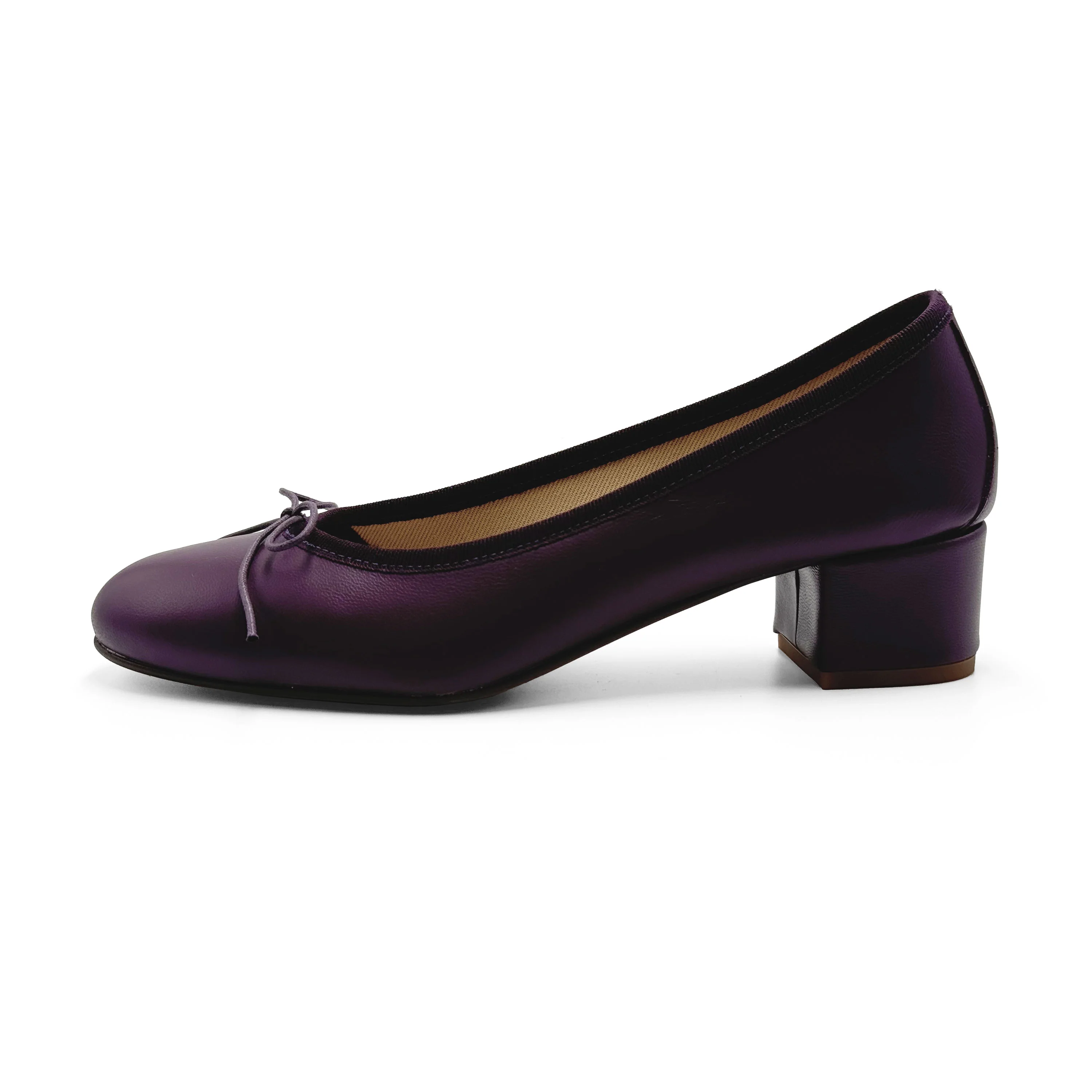 Ballerine in pelle viola con tacco alto - Image 4