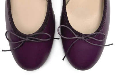 Ballerine in pelle viola con tacco alto - Image 5