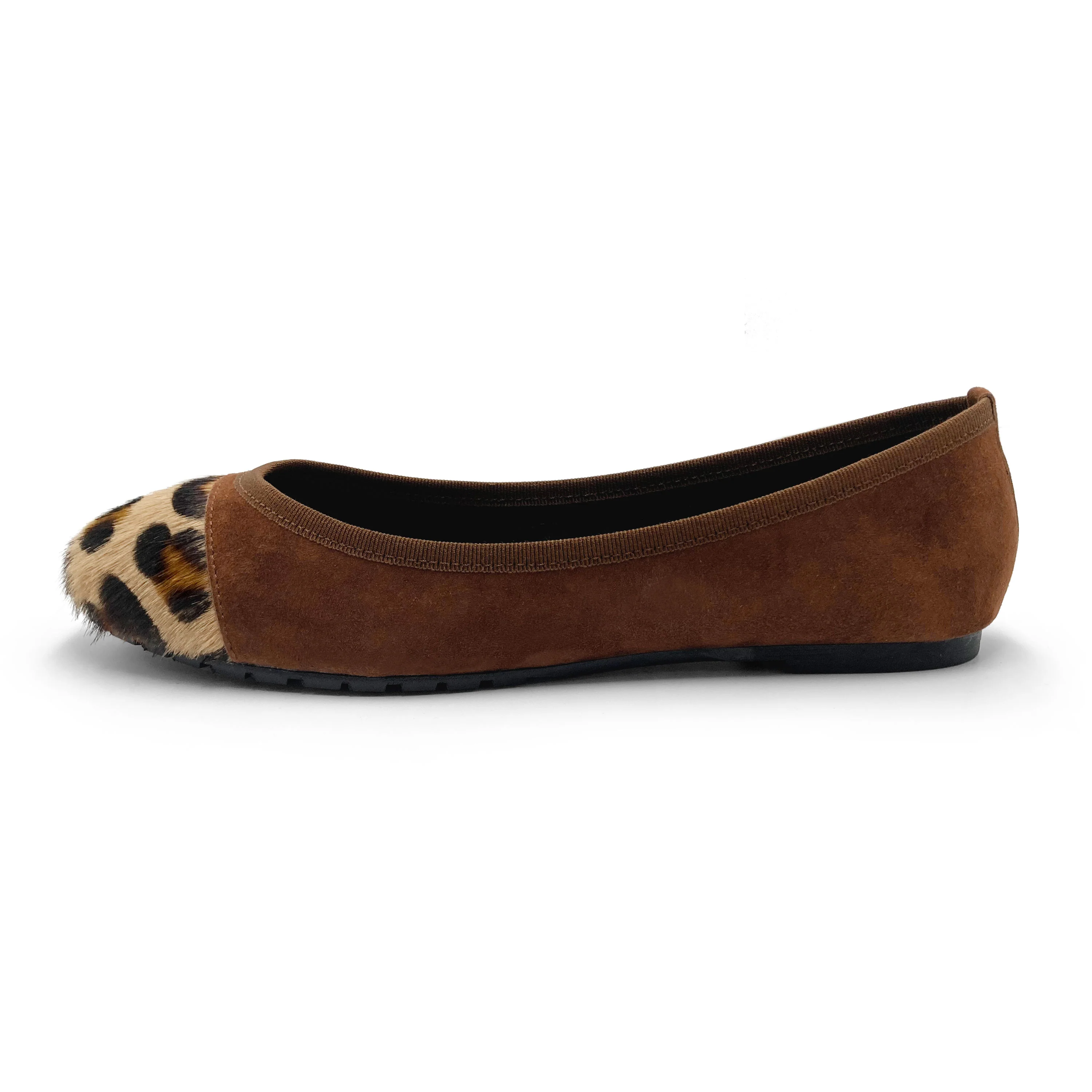Ballerine marroni in camoscio con punta animalier - Image 3
