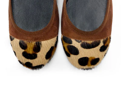 Ballerine marroni in camoscio con punta animalier - Image 5