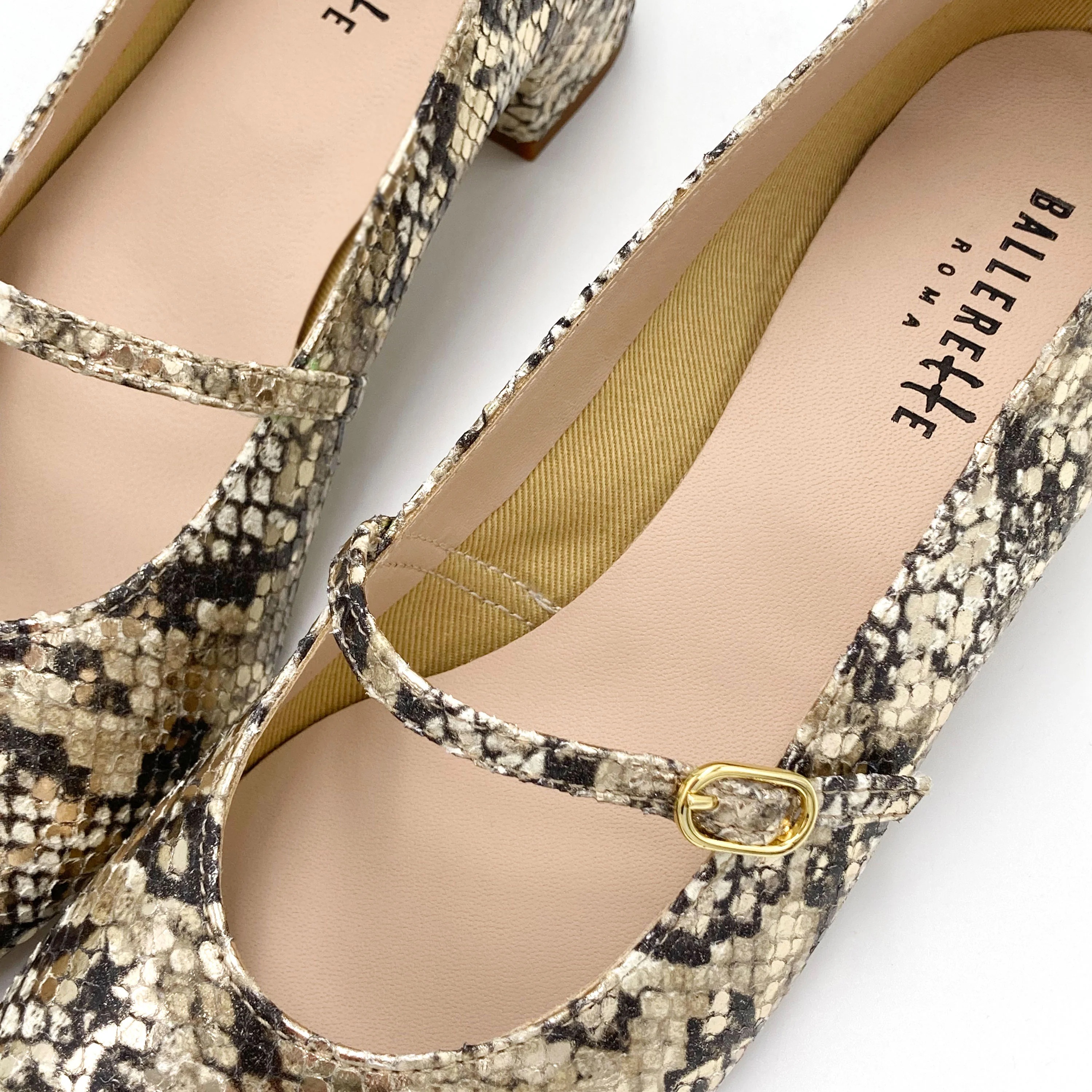 Ballerine Mary Jane animalier pitonate in pelle con cinturino e tacco alto - Image 5
