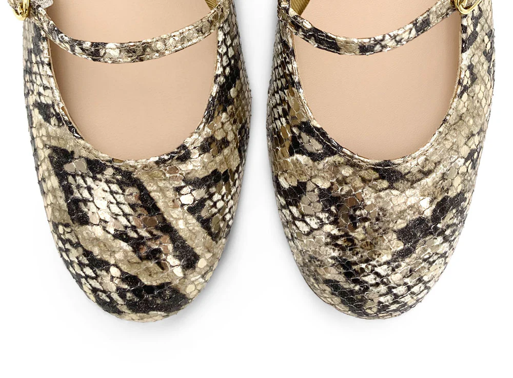Ballerine Mary Jane animalier pitonate in pelle con cinturino e tacco alto - Image 6