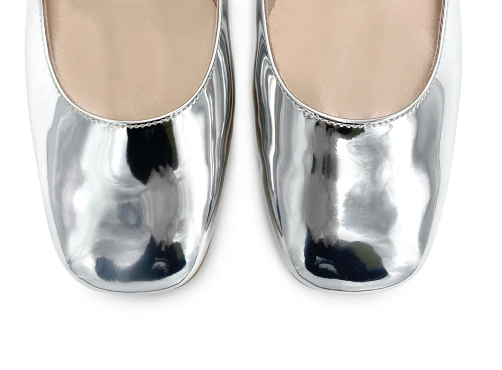 Ballerine Mary Jane argento specchiate con cinturino gioiello - Image 6