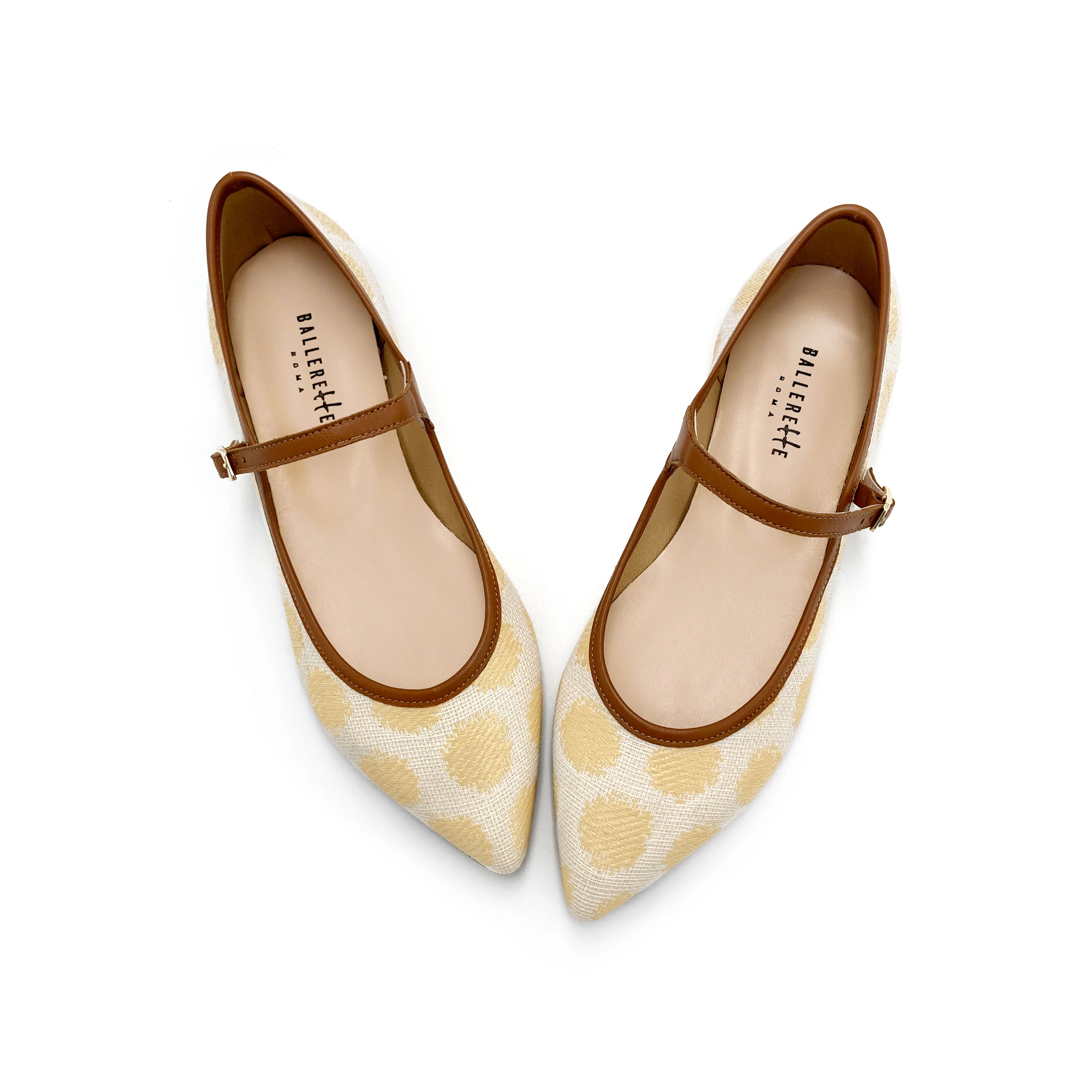 Ballerine mary jane estive in rafia beige a pois e cinturino cuoio - Image 2