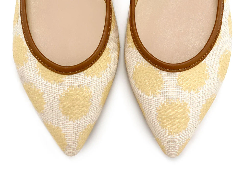 Ballerine mary jane estive in rafia beige a pois e cinturino cuoio - Image 5