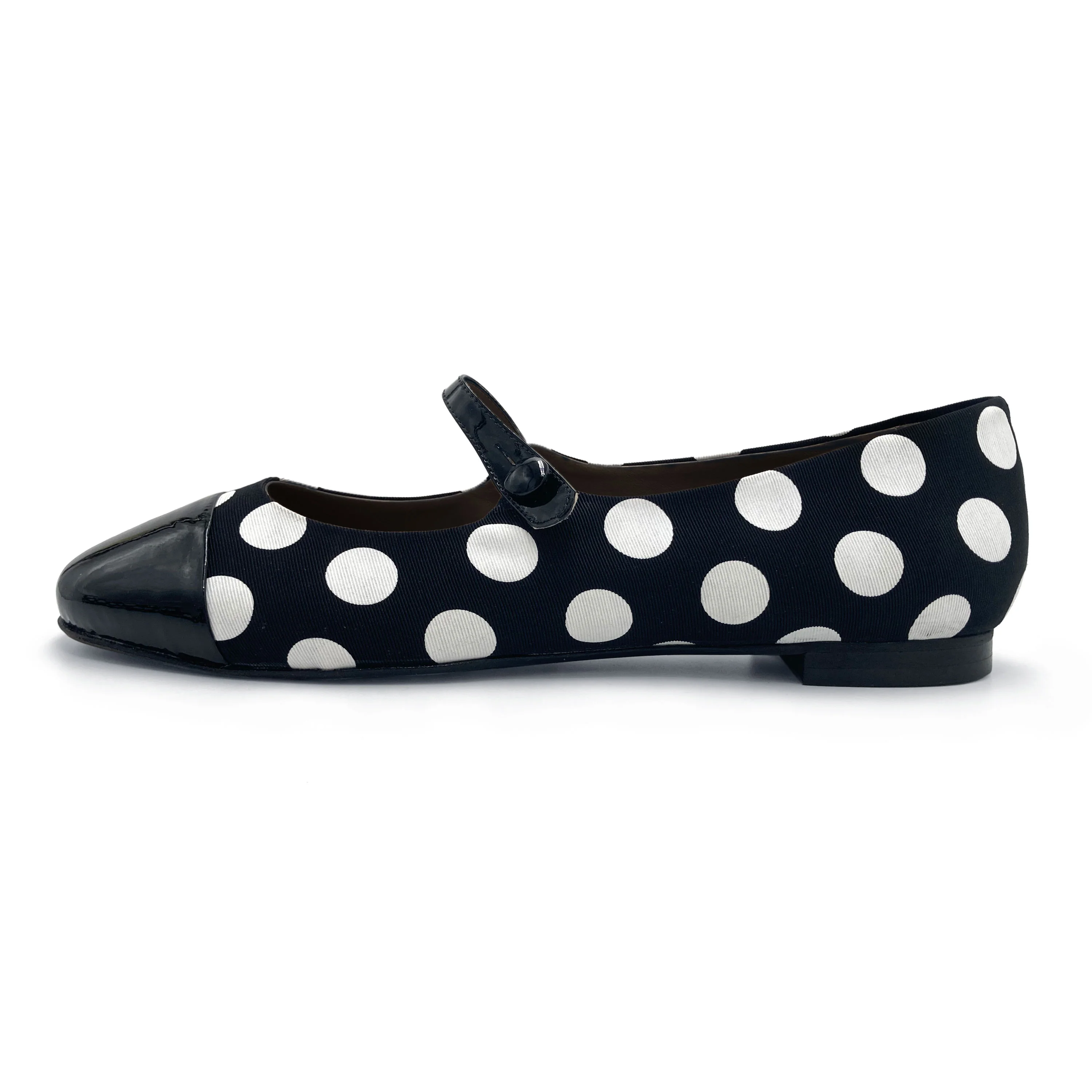 Ballerine Mary Jane nere e bianche a pois in tessuto - Image 4