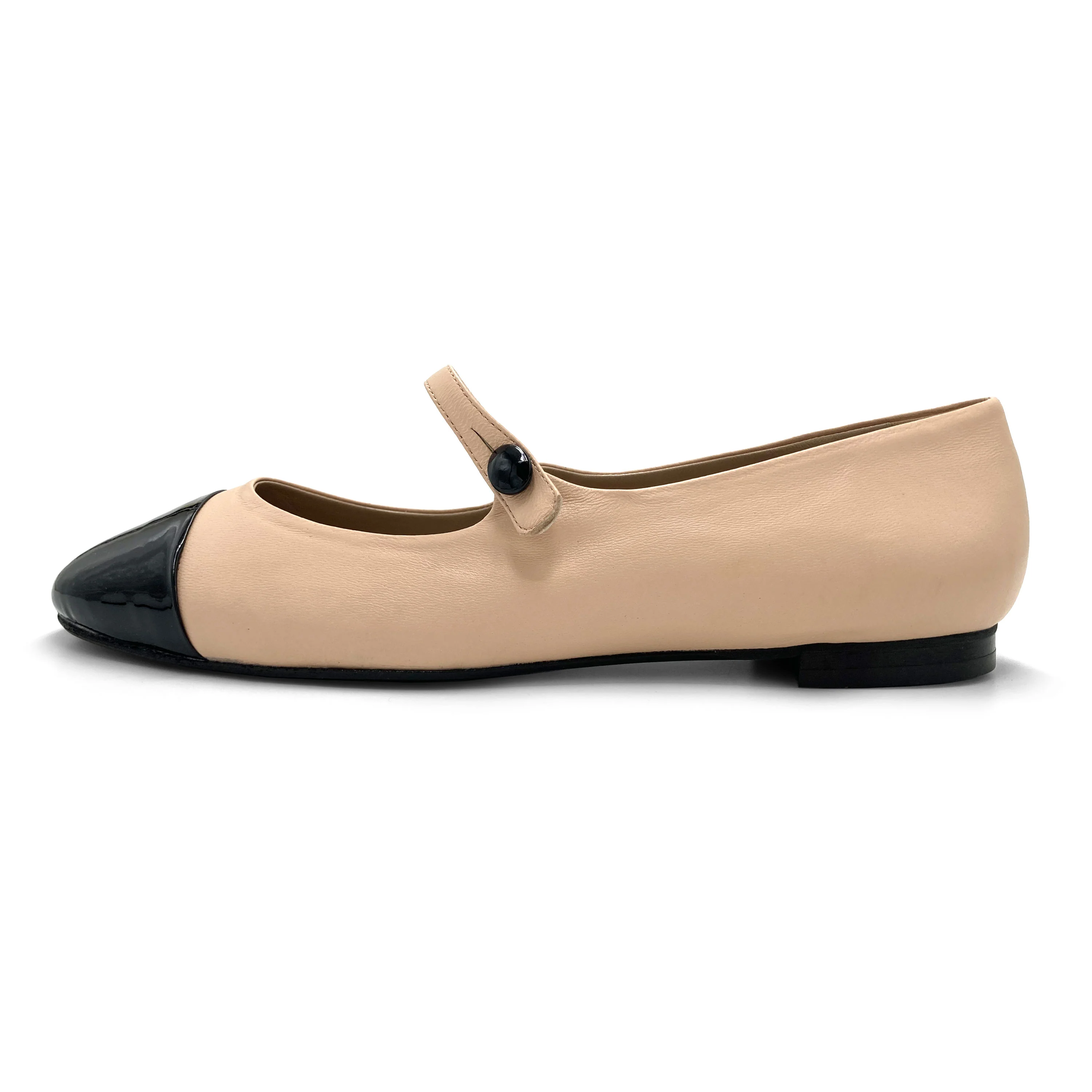 Ballerine Mary Jane rosa cipria in pelle con cinturino e punta in vernice - Image 4